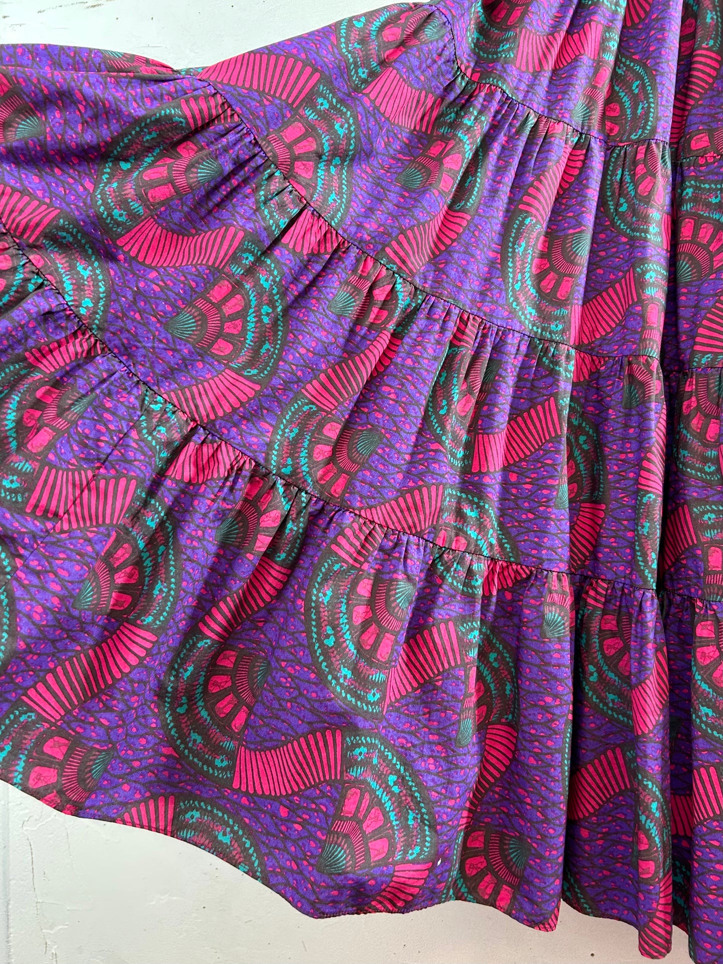 Vintage African Batik Tiered Skirt [D30017]