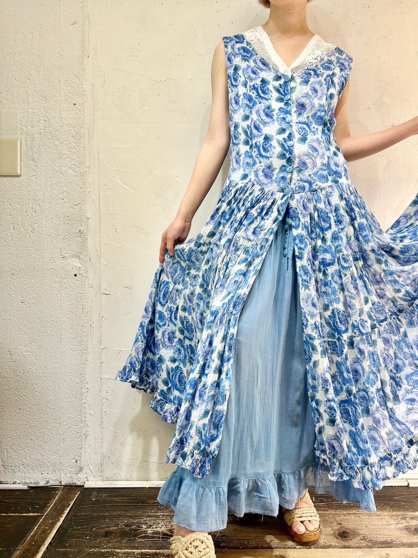 Vintage Indian Rayon Dress 〜BILA〜 [D26769]