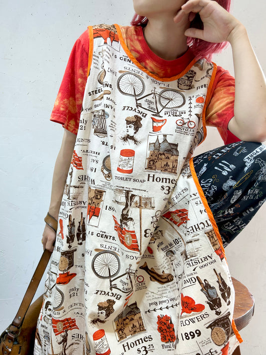 '60s Vintage Mulch Print Apron Dress [I25003]