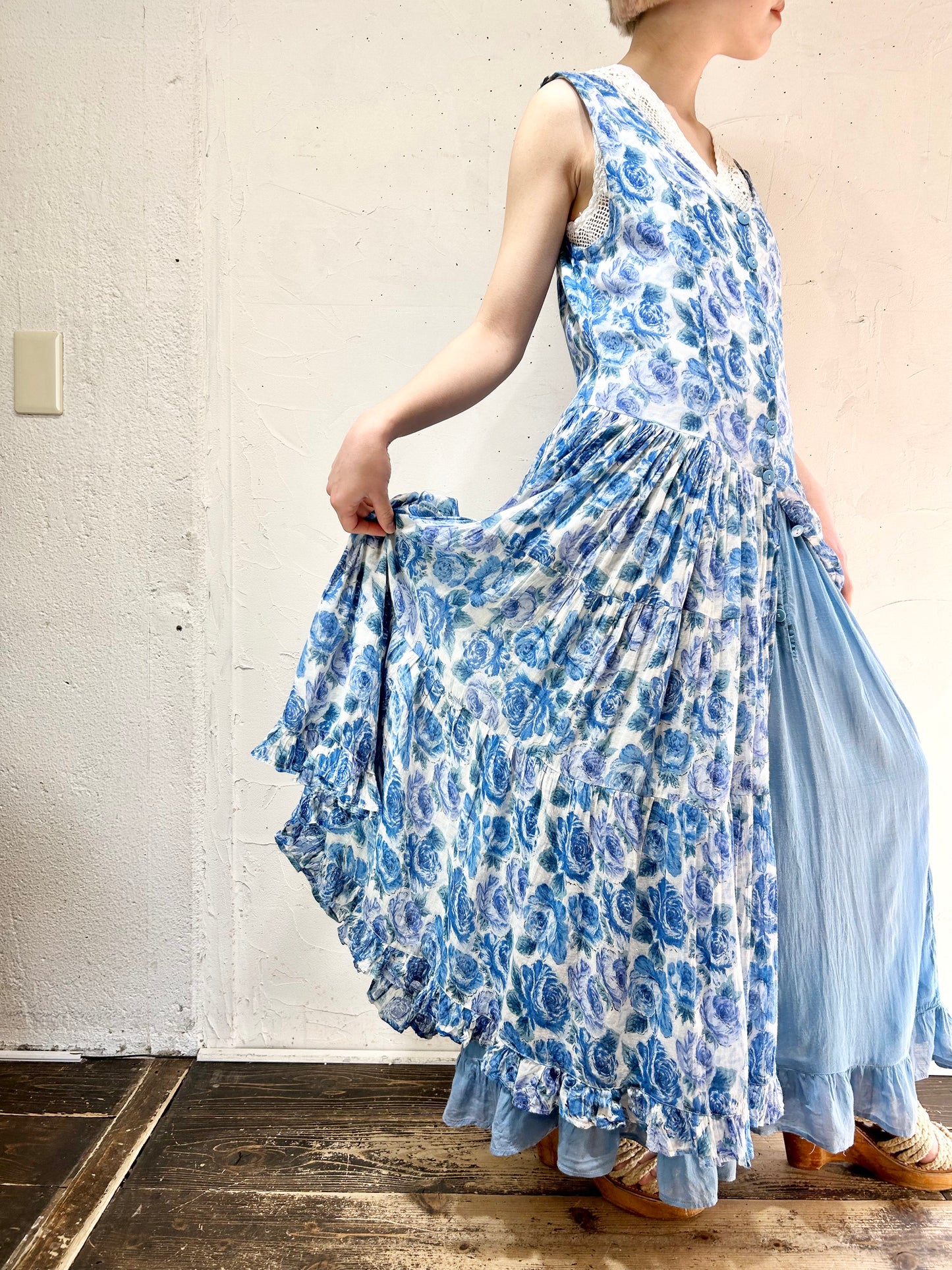 Vintage Indian Rayon Dress 〜BILA〜 [D26769]