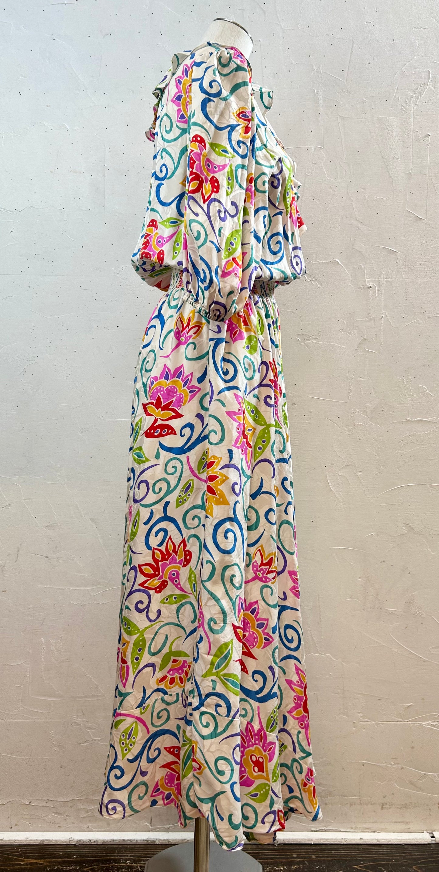 ’80s Vintage Ruffle Dress 〜Adrianna Papell〜 [D30022]