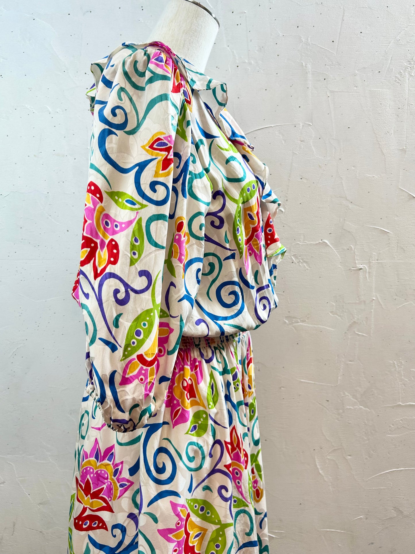 ’80s Vintage Ruffle Dress 〜Adrianna Papell〜 [D30022]