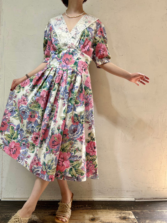 Vintage Cotton Dress MADE IN USA [E27169]