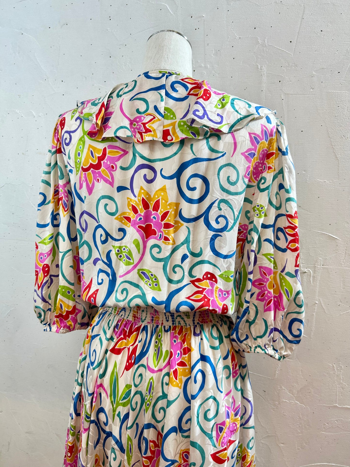 ’80s Vintage Ruffle Dress 〜Adrianna Papell〜 [D30022]