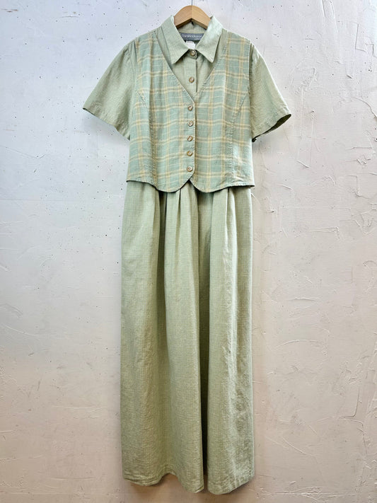 Vintage Layered Style Dress MADE IN USA [E30229]