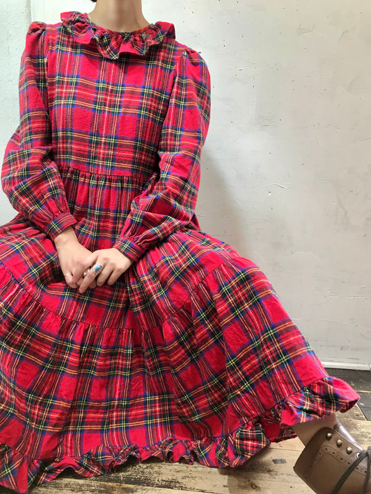 Vintage Plaid Dress [I24980]