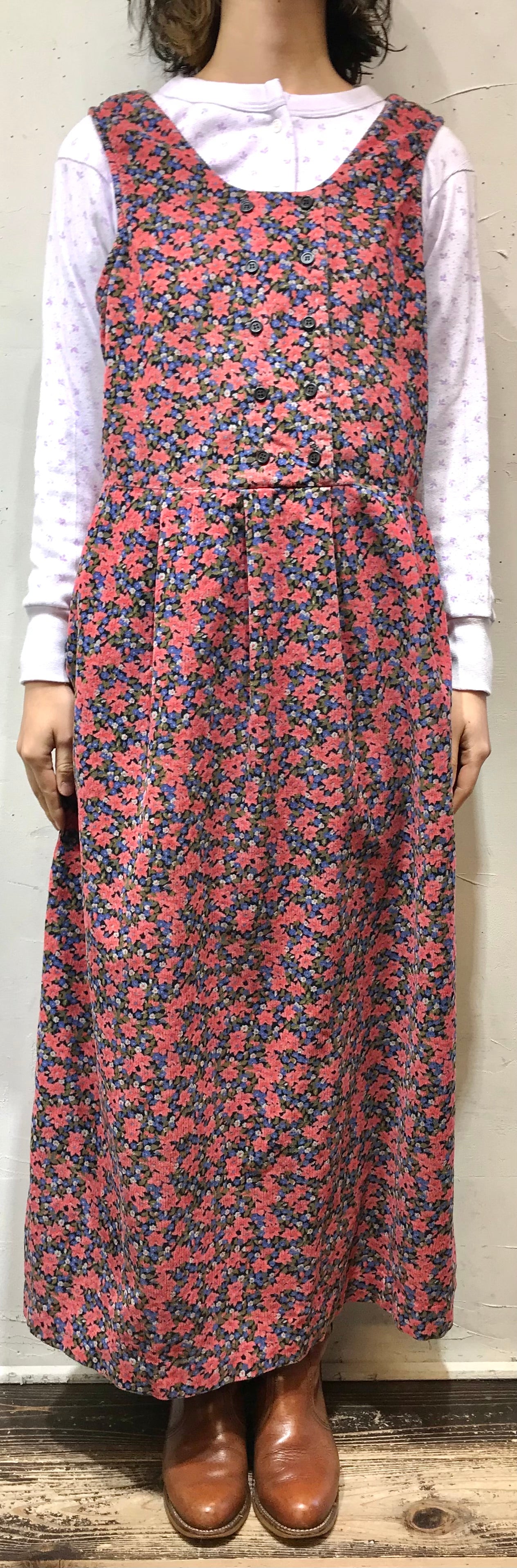 Vintage Corduroy Over Dress MADE IN USA [L25799]