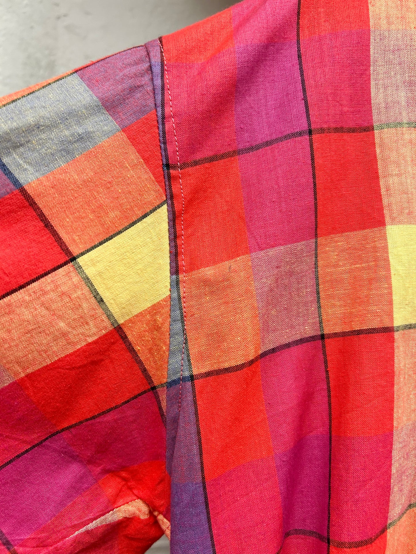 Vintage Indian Cotton Plaid Shirt [D30019]