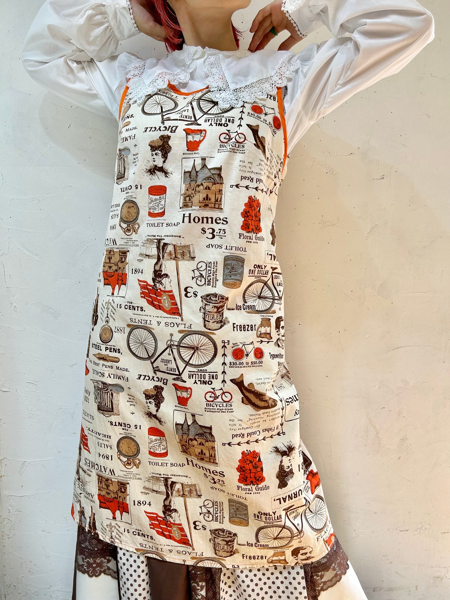 '60s Vintage Mulch Print Apron Dress [I25003]