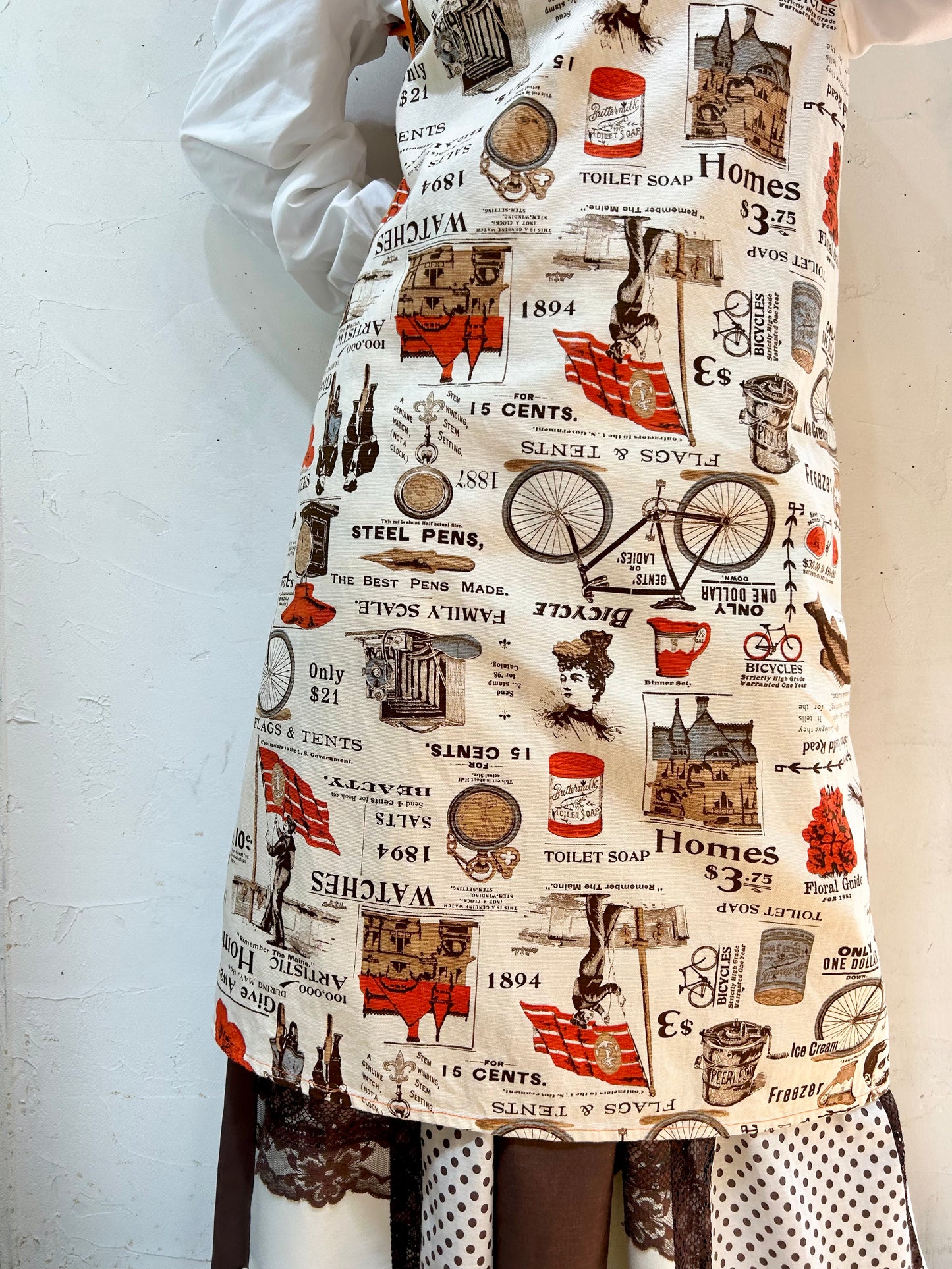 '60s Vintage Mulch Print Apron Dress [I25003]
