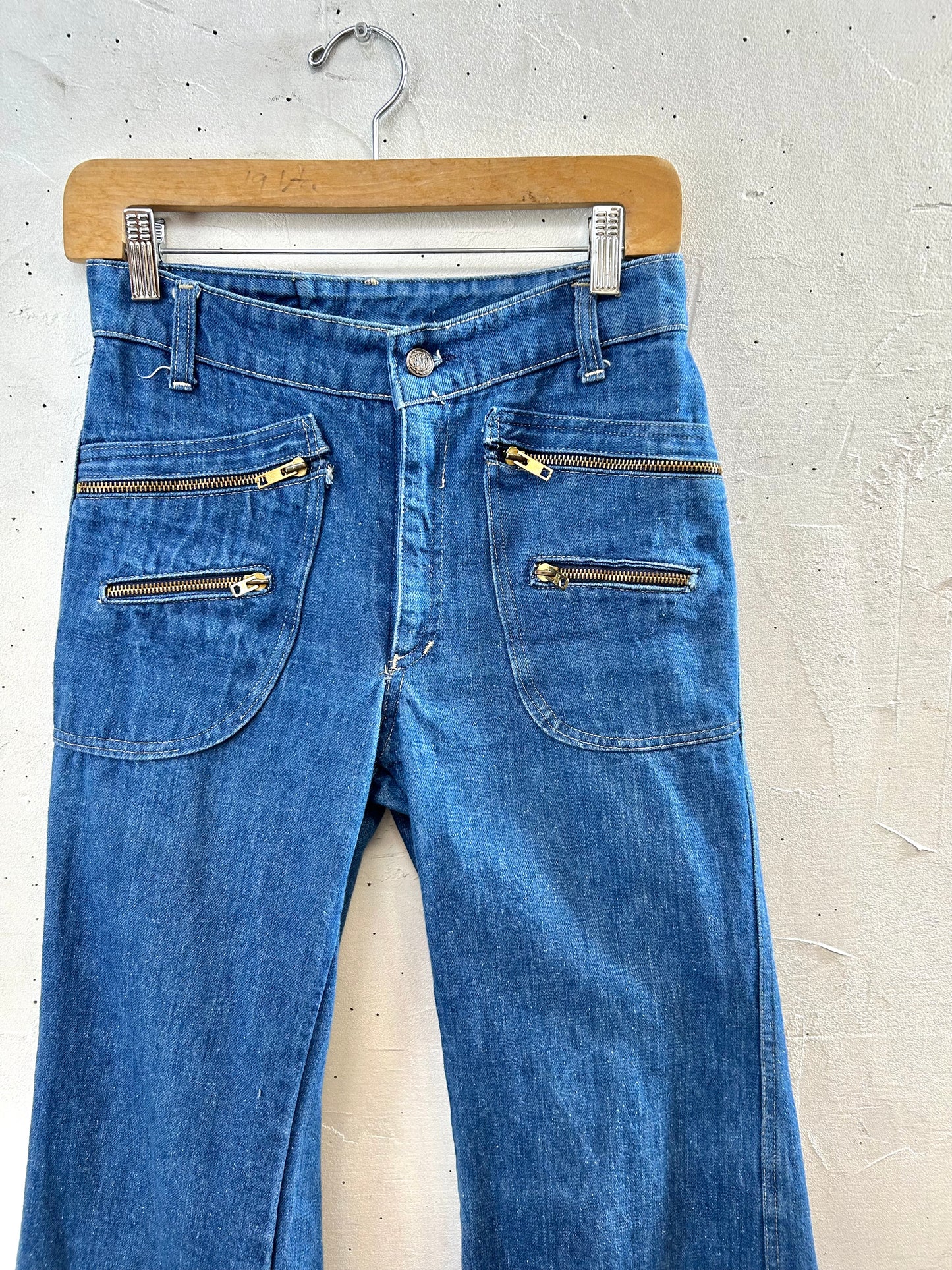 ’70s Vintage Denim Baggy Pants  [I28483]