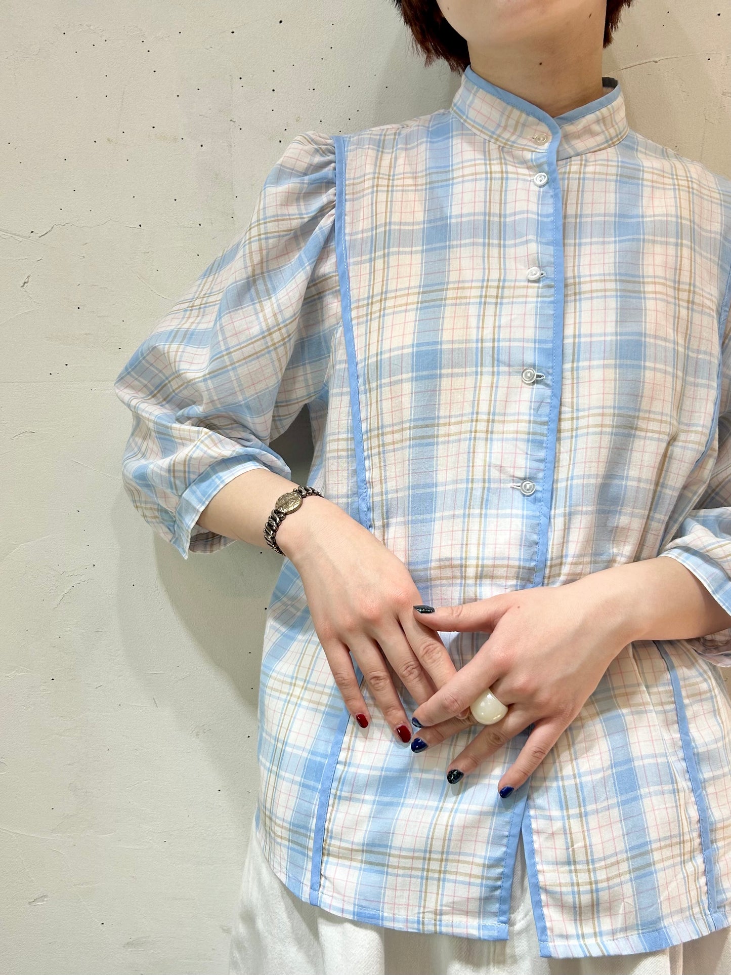 Vintage Plaid Blouse 〜Betty Barclay〜 [E27162]