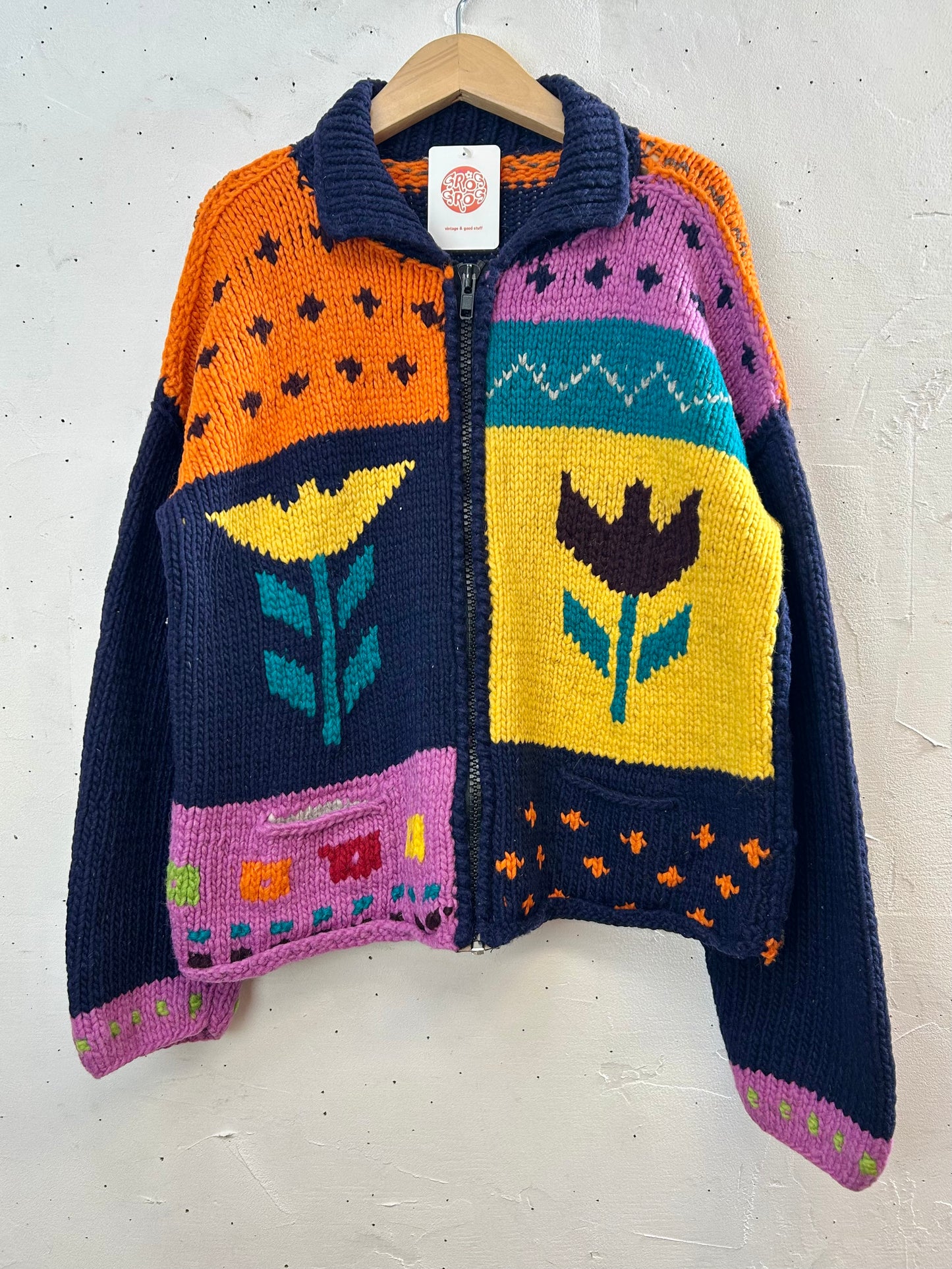 Vintage Ecuador Hand Knit Cardigan [A29371]