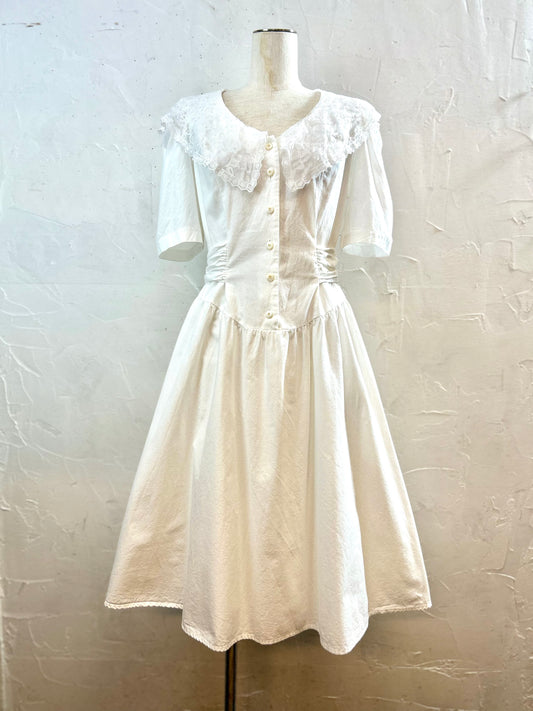 Vintage White Dress MADE IN USA[D30031]