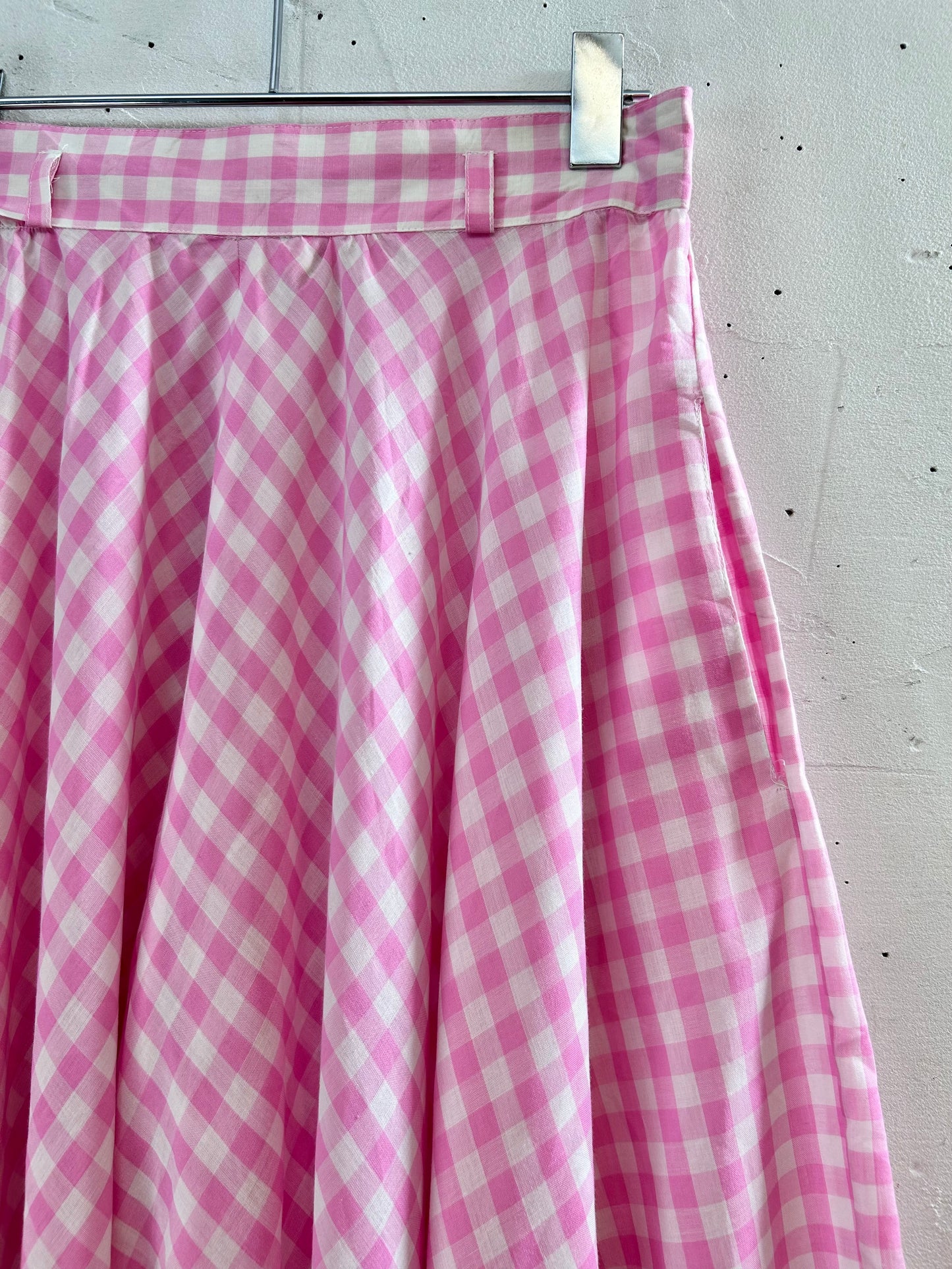 ‘70s Vintage Gingham Plaid Skirt [H28079]