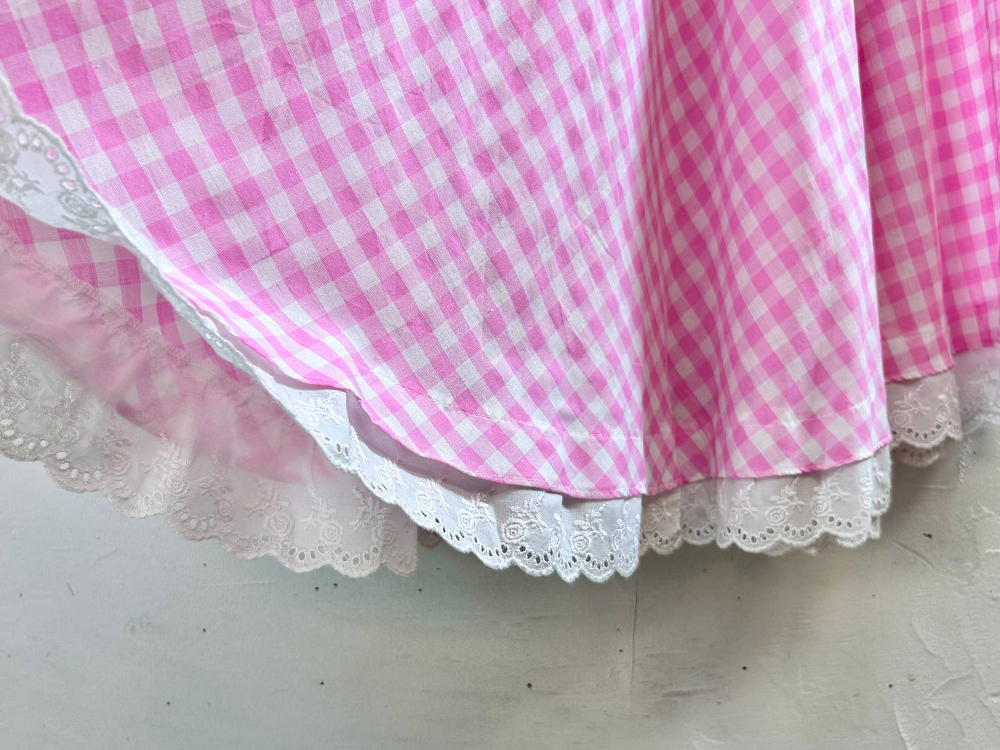 ‘70s Vintage Gingham Plaid Skirt [H28079]