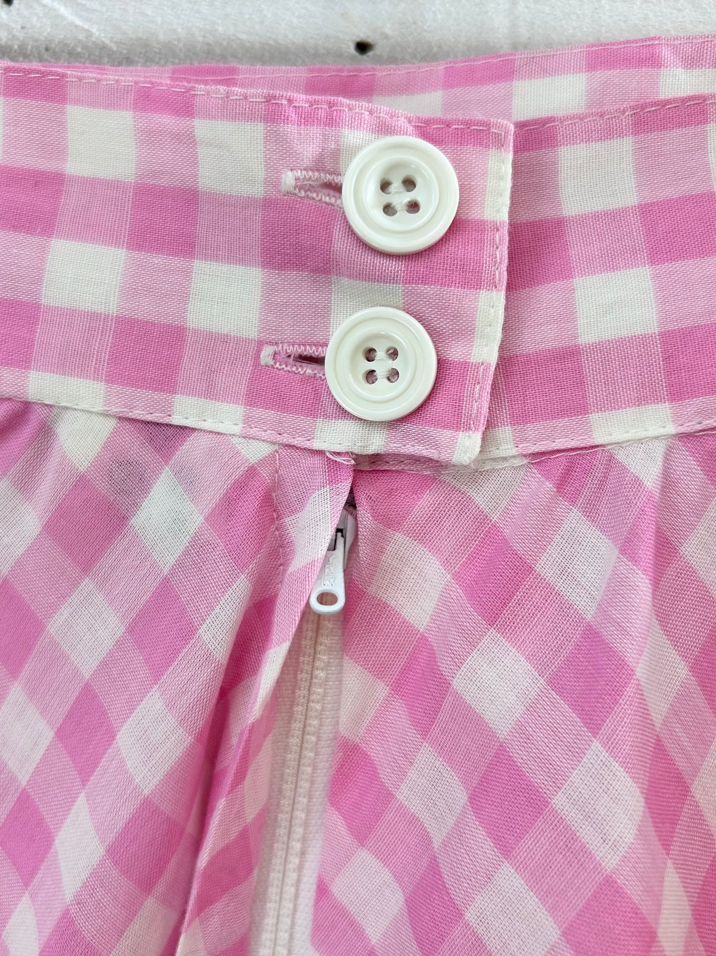 ‘70s Vintage Gingham Plaid Skirt [H28079]