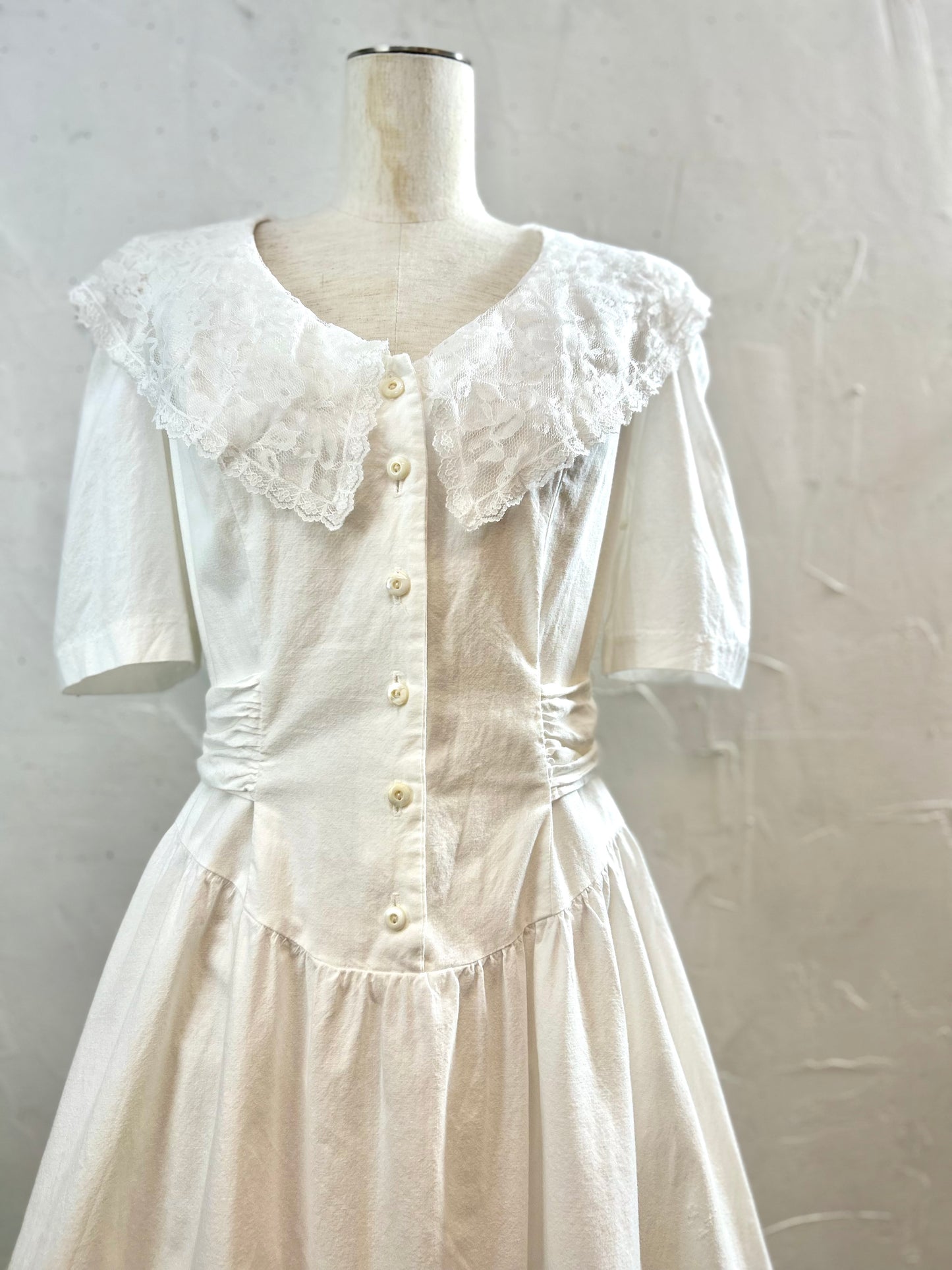 Vintage White Dress MADE IN USA[D30031]