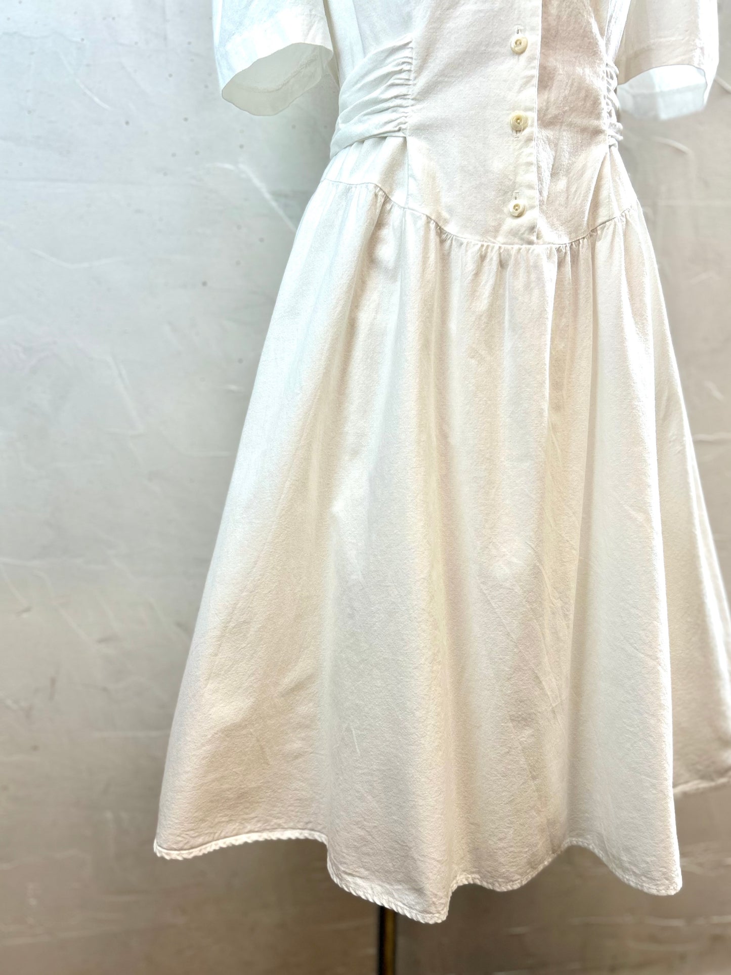 Vintage White Dress MADE IN USA[D30031]