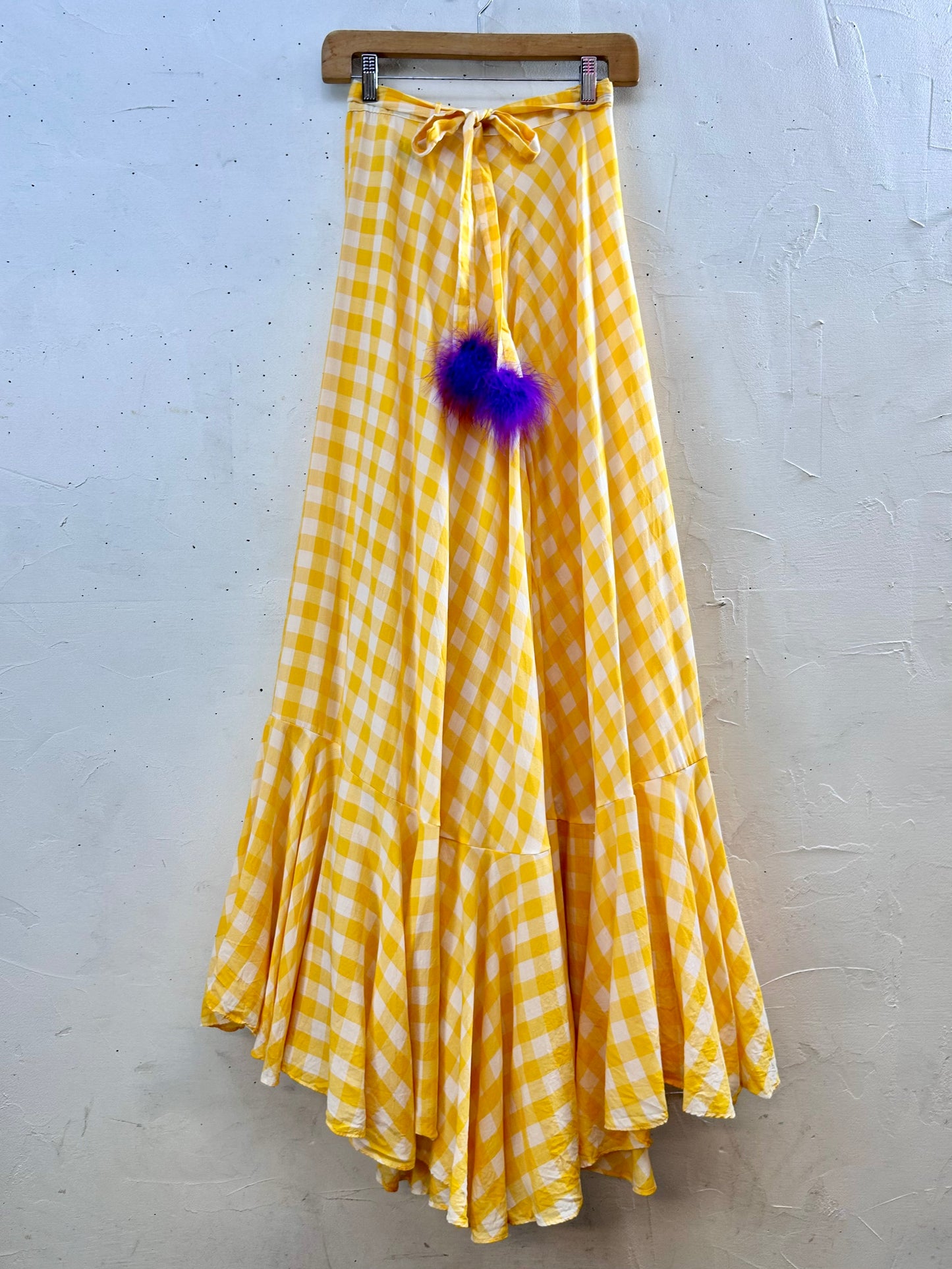 ‘70s Vintage Gingham Plaid Skirt [H28081]