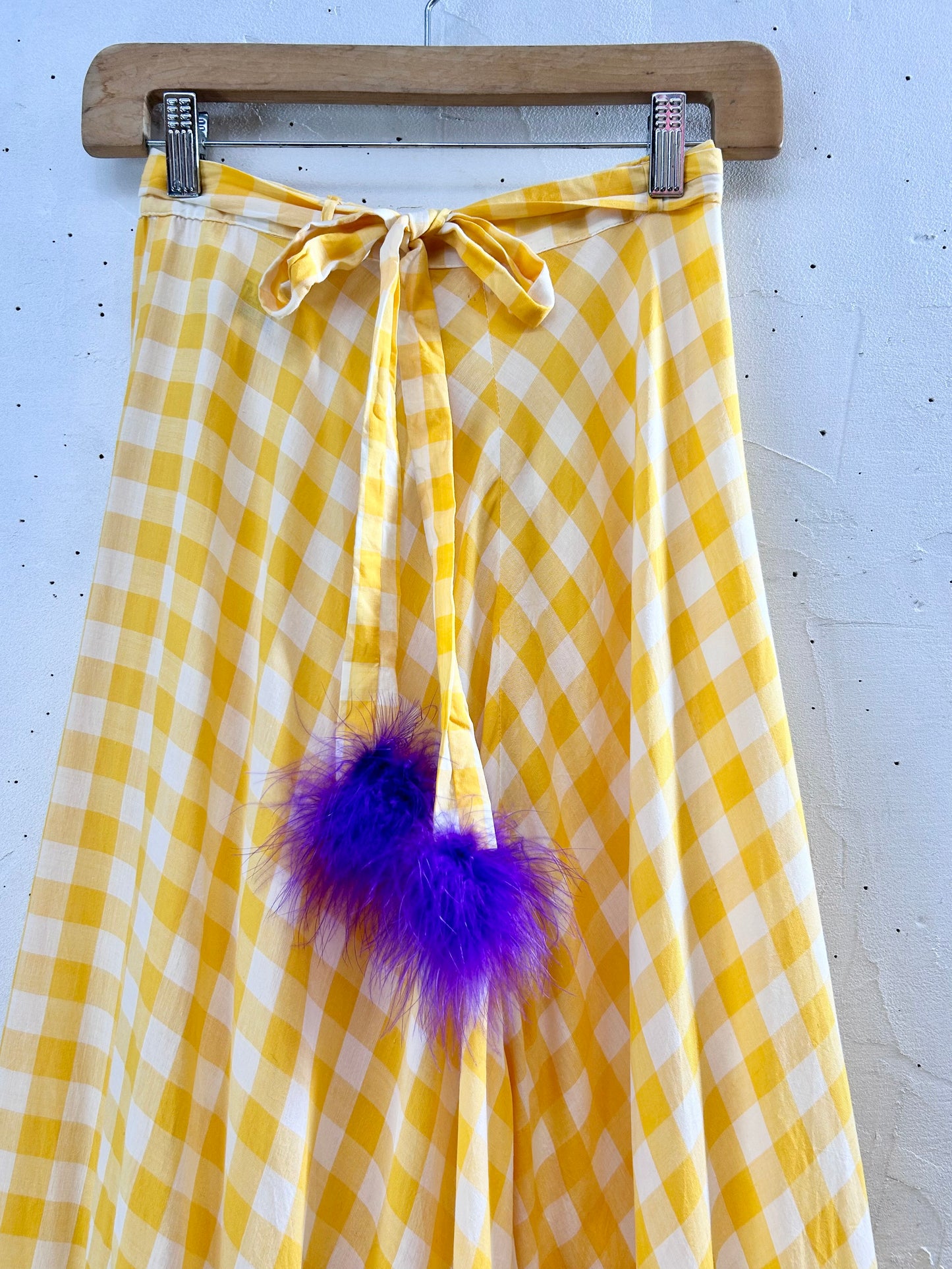 ‘70s Vintage Gingham Plaid Skirt [H28081]