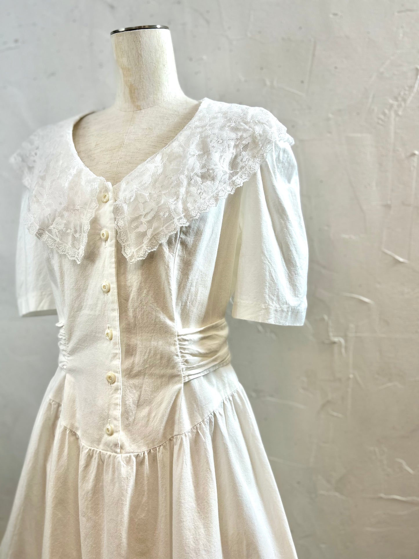 Vintage White Dress MADE IN USA[D30031]