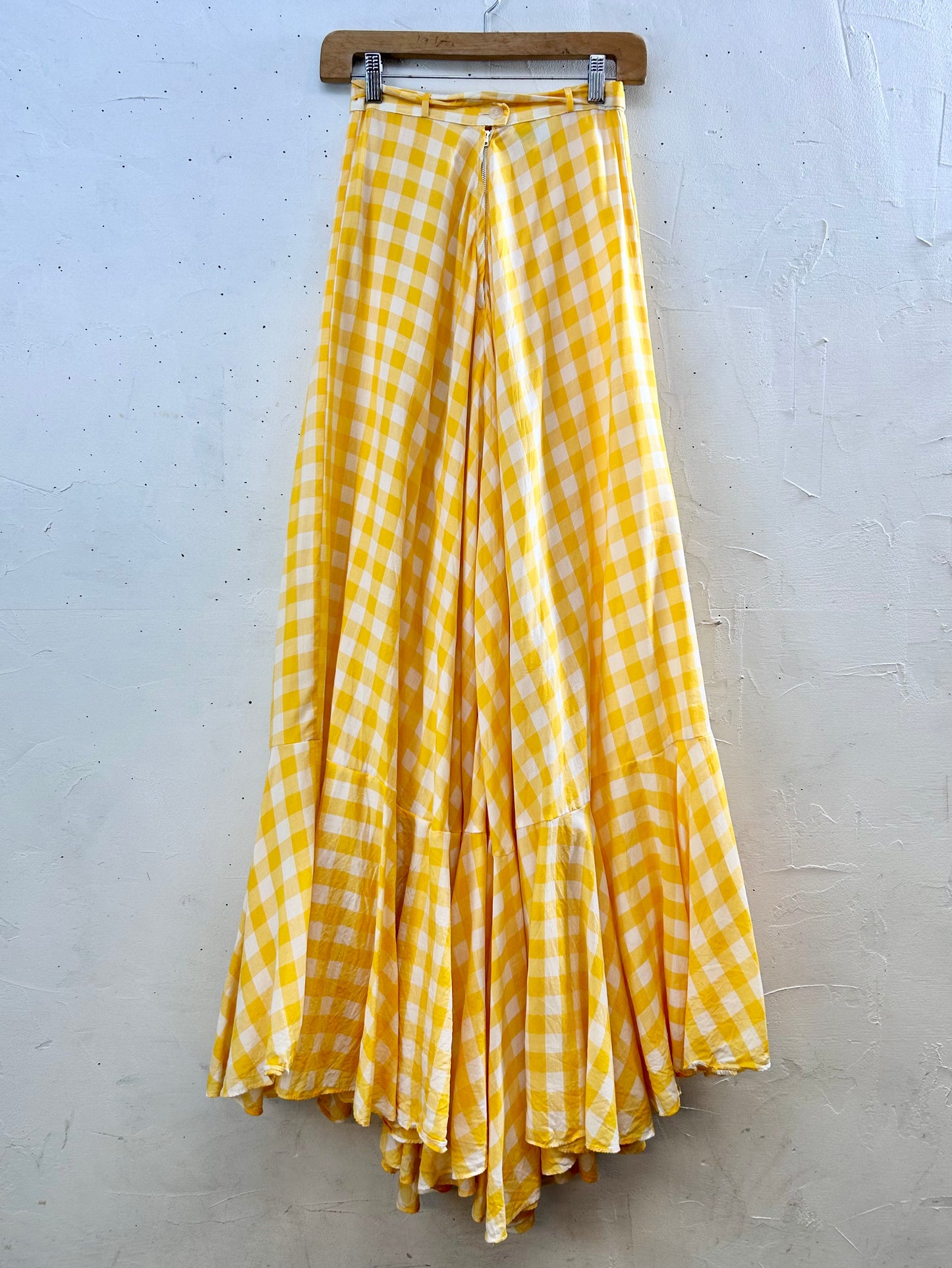 ‘70s Vintage Gingham Plaid Skirt [H28081]