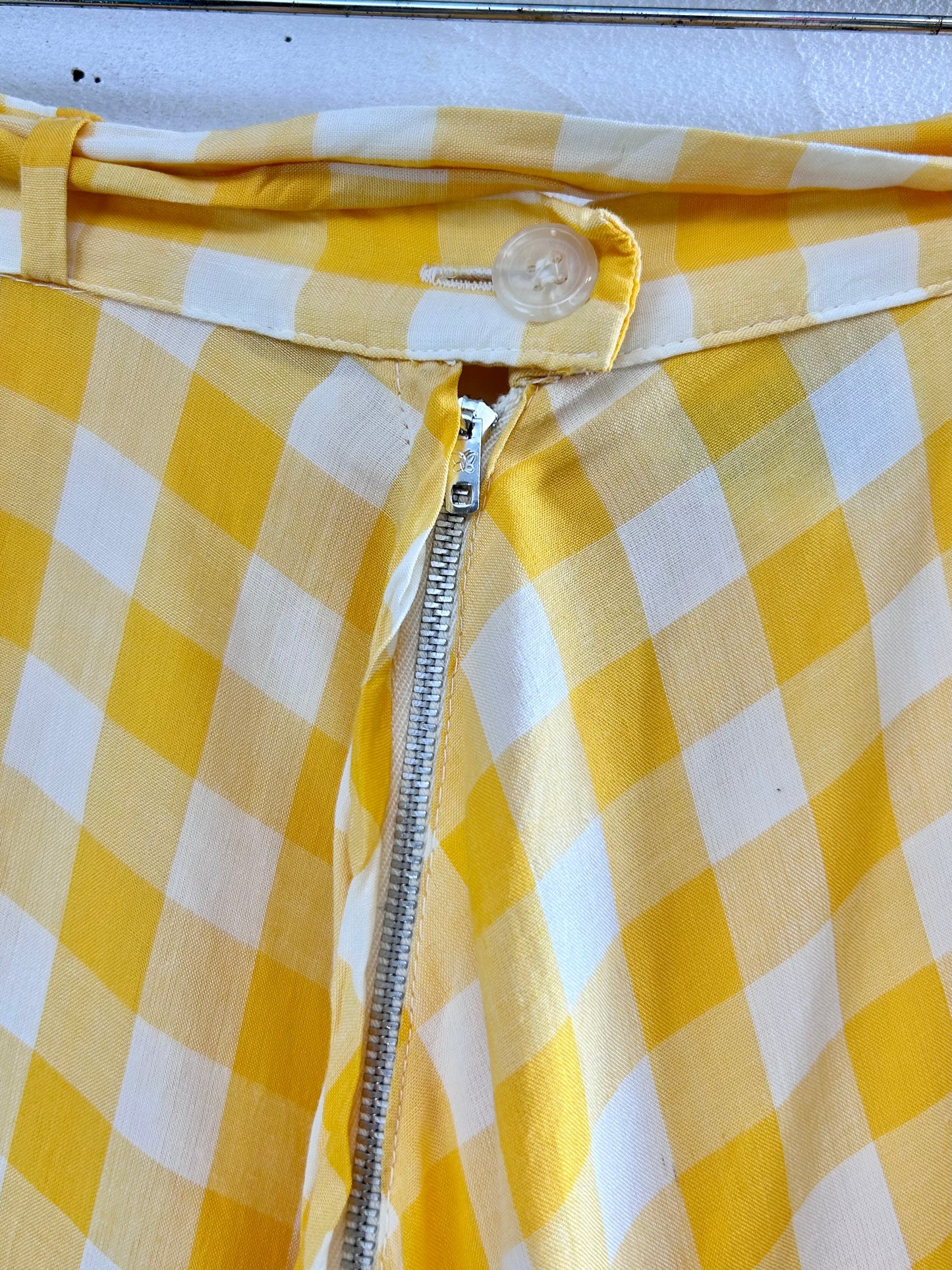 ‘70s Vintage Gingham Plaid Skirt [H28081]