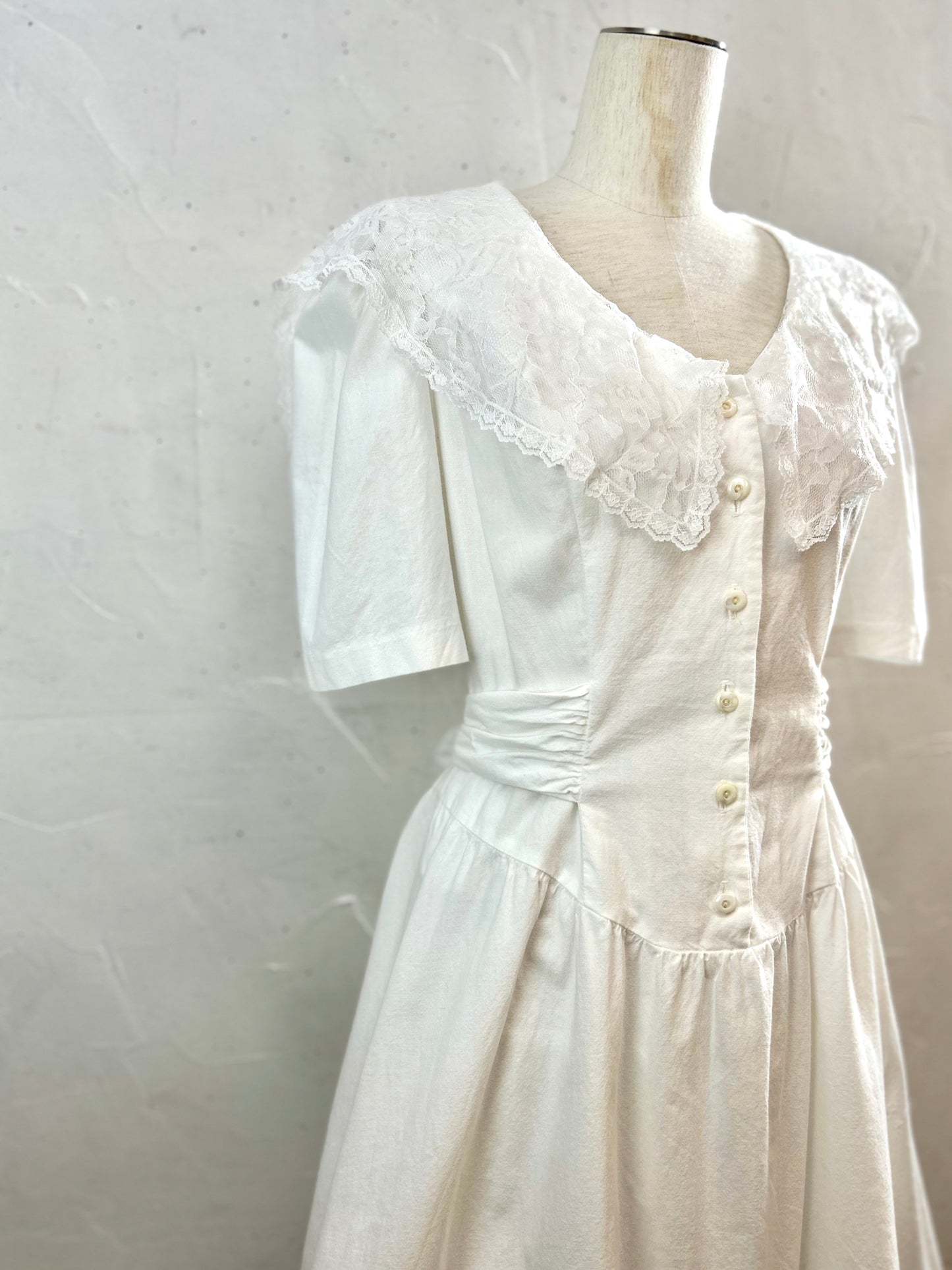 Vintage White Dress MADE IN USA[D30031]