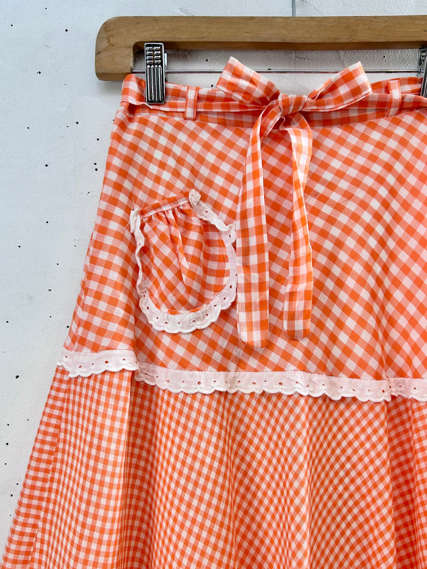 ‘70s Vintage Gingham Plaid Skirt [H28080]