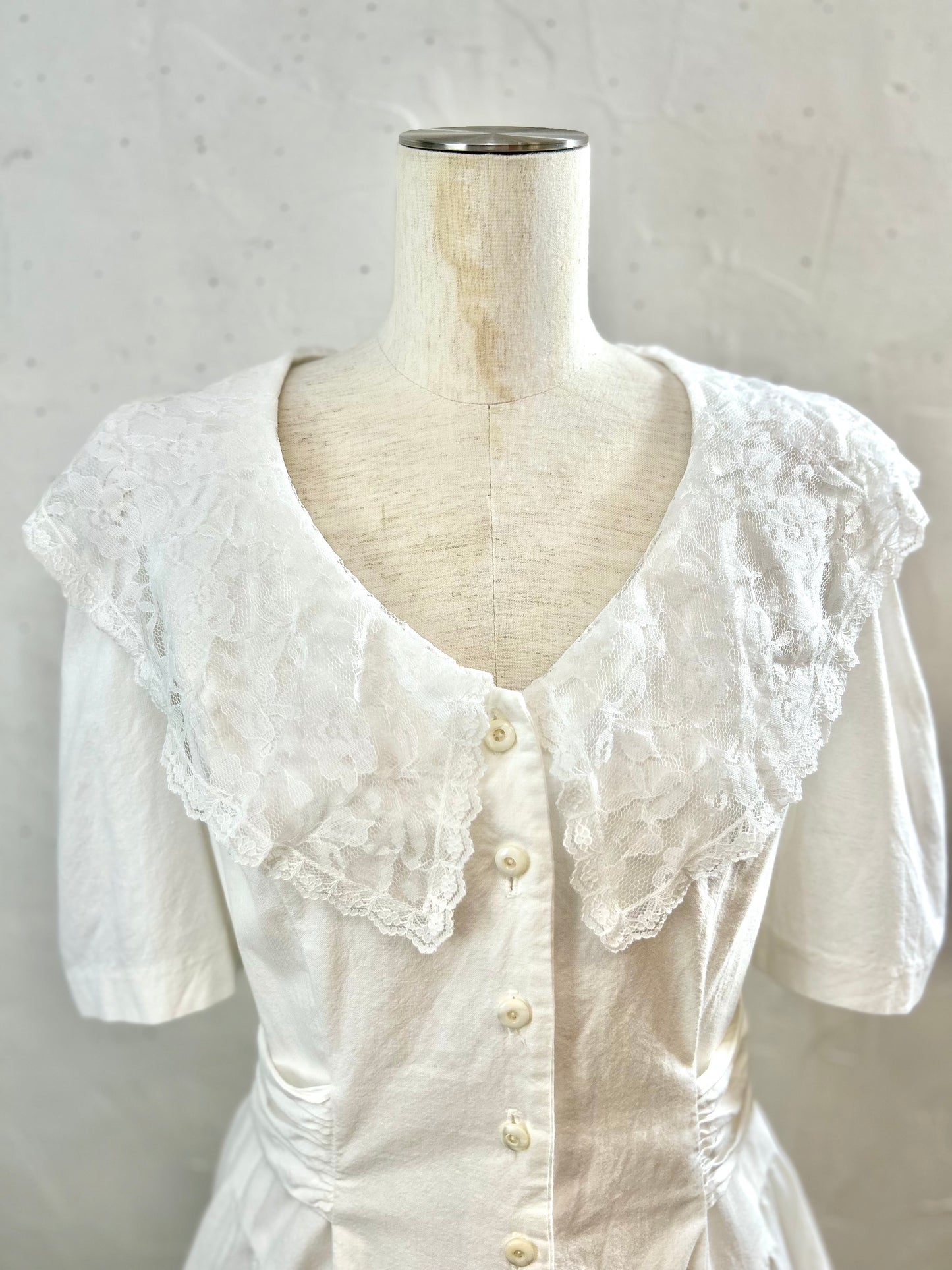 Vintage White Dress MADE IN USA[D30031]