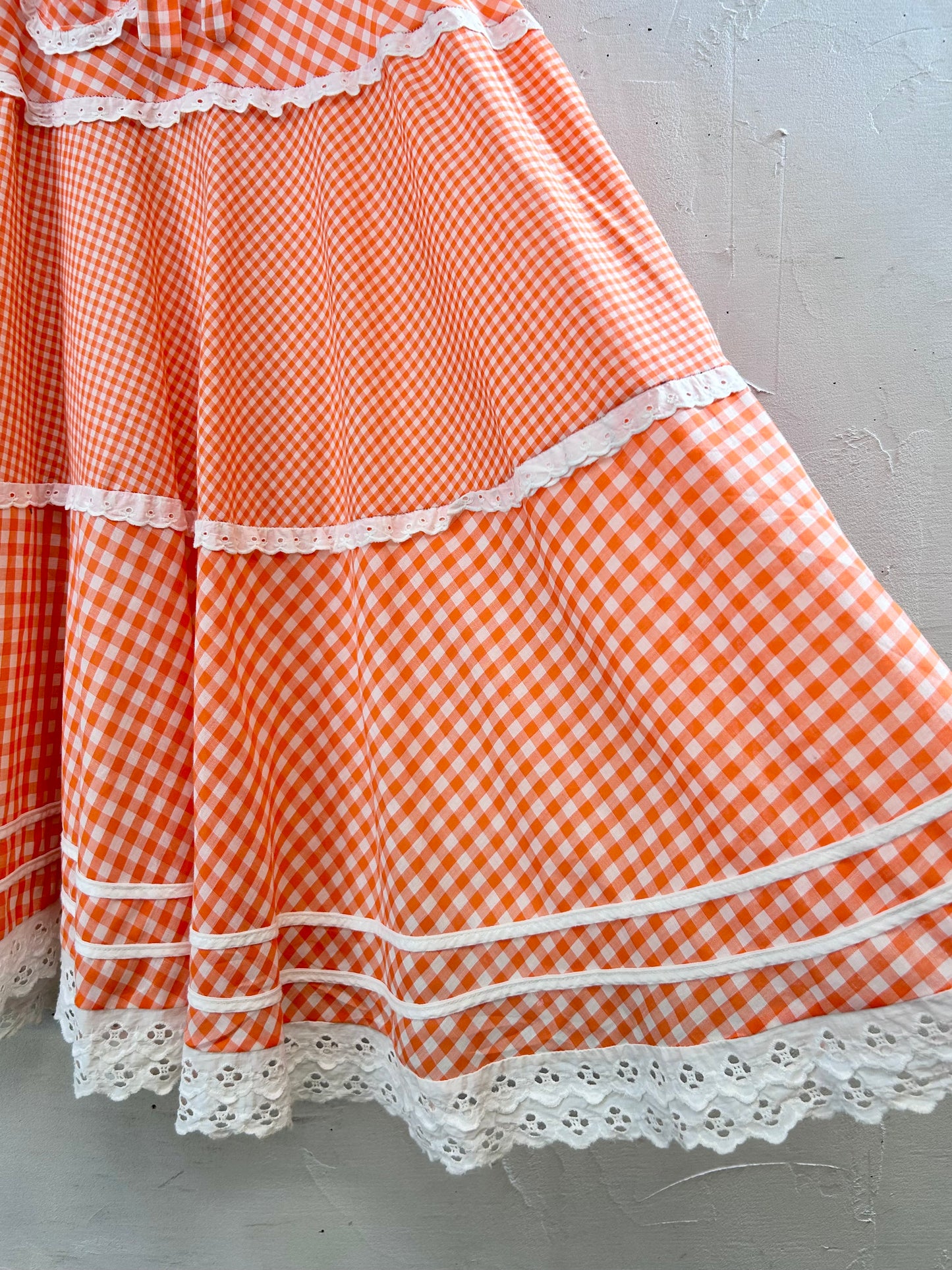 ‘70s Vintage Gingham Plaid Skirt [H28080]