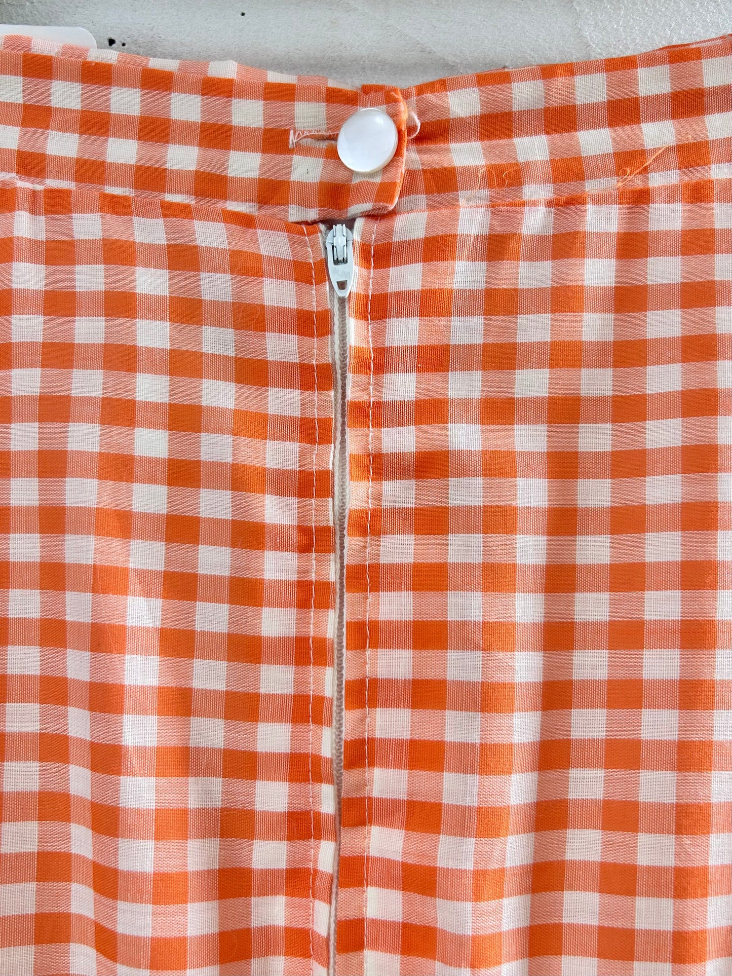 ‘70s Vintage Gingham Plaid Skirt [H28080]