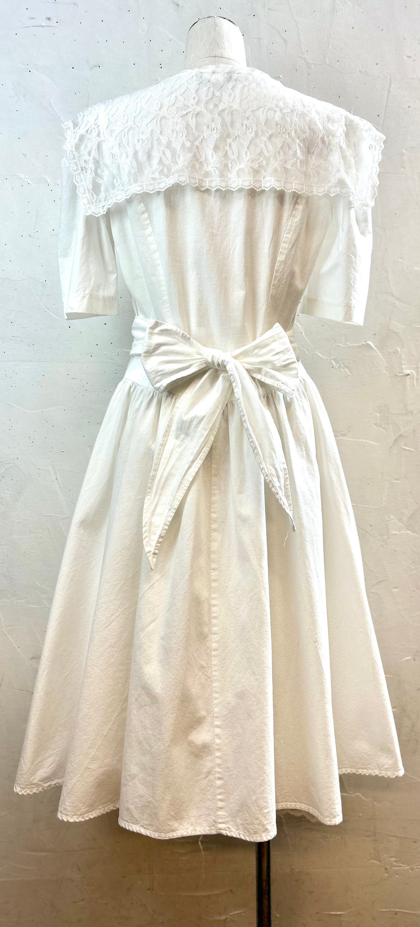 Vintage White Dress MADE IN USA[D30031]