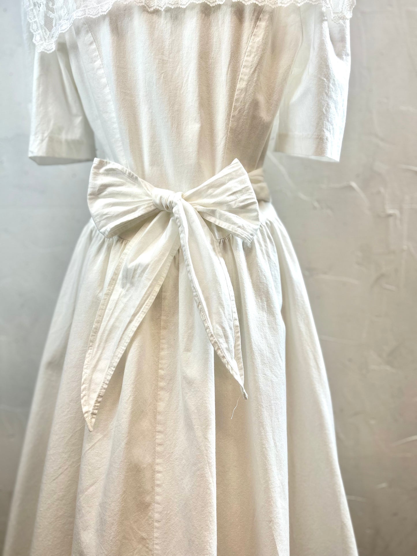 Vintage White Dress MADE IN USA[D30031]