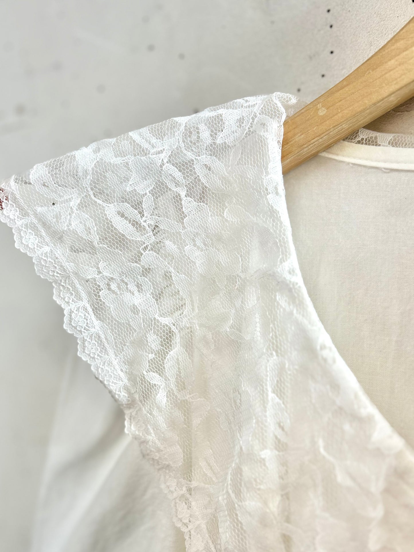 Vintage White Dress MADE IN USA[D30031]