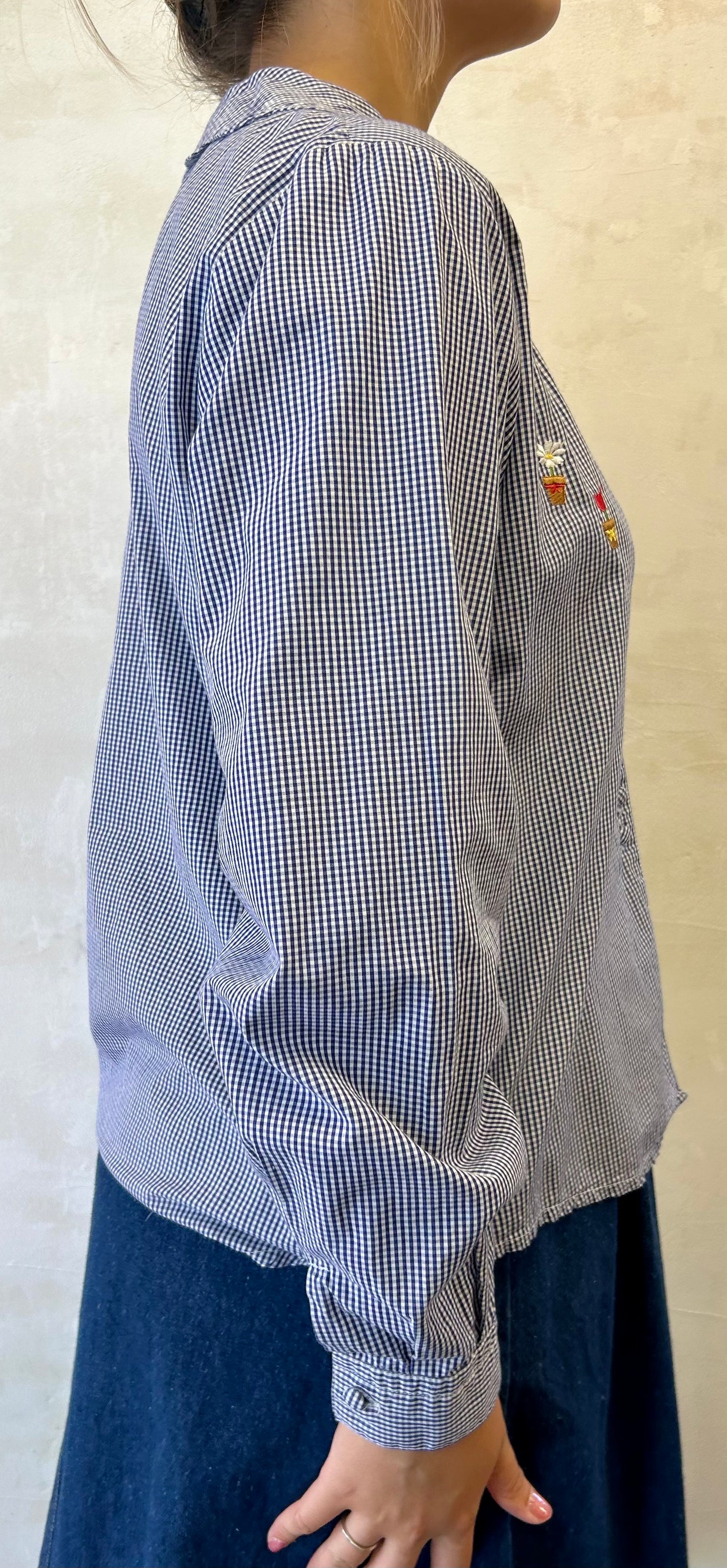 Vintage Gingham Plaid Blouse [H28270]