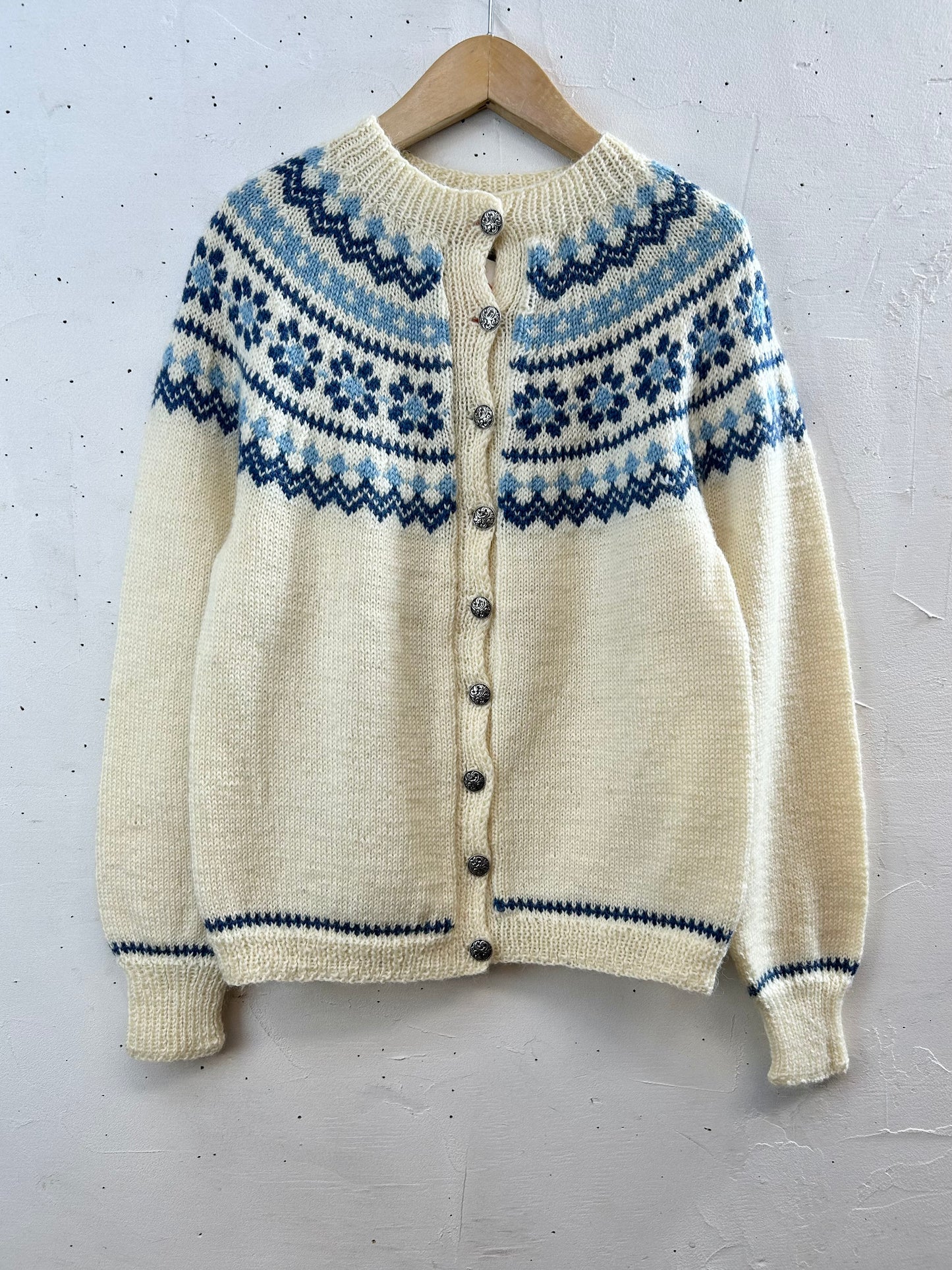 Vintage Nordic Knit Cardigan HAND MADE IN NORWAY [L29163]