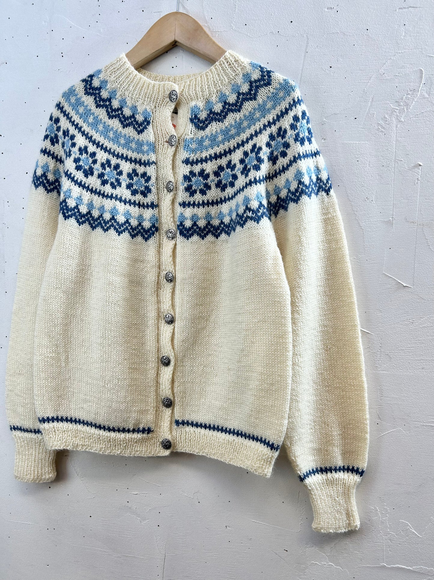 Vintage Nordic Knit Cardigan HAND MADE IN NORWAY [L29163]