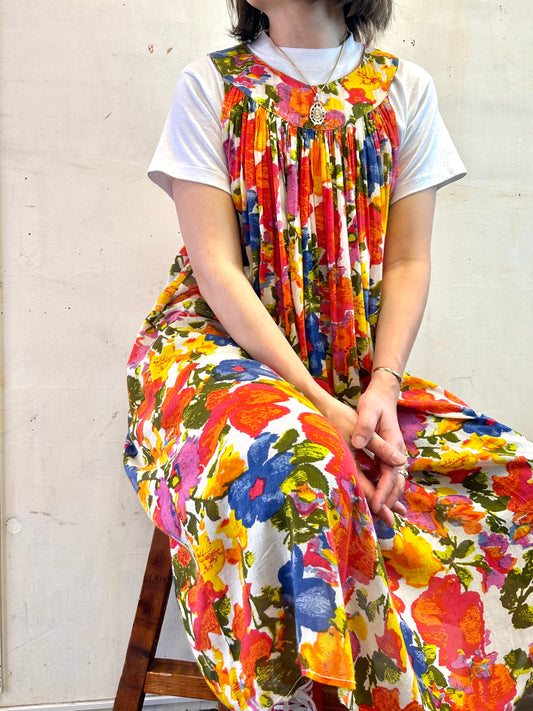 Vintage Indian Rayon & Cotton Dress [E27179]