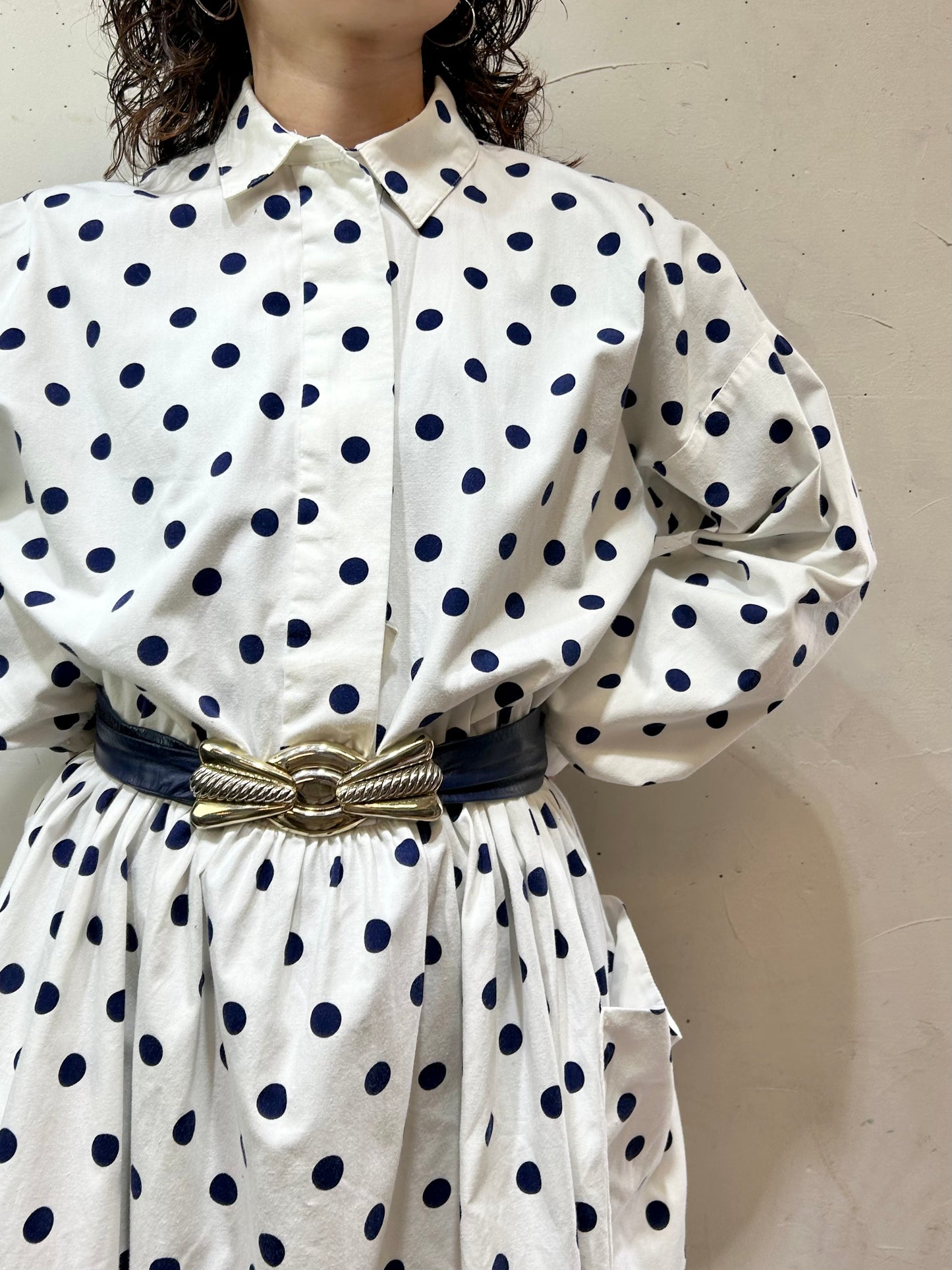 Vintage Dot Pattern Dress MADE IN USA [C26594]