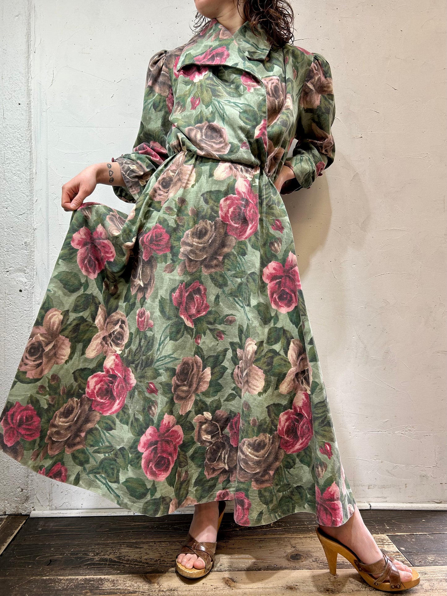 Vintage Flower Dress MADE IN USA [C26598]