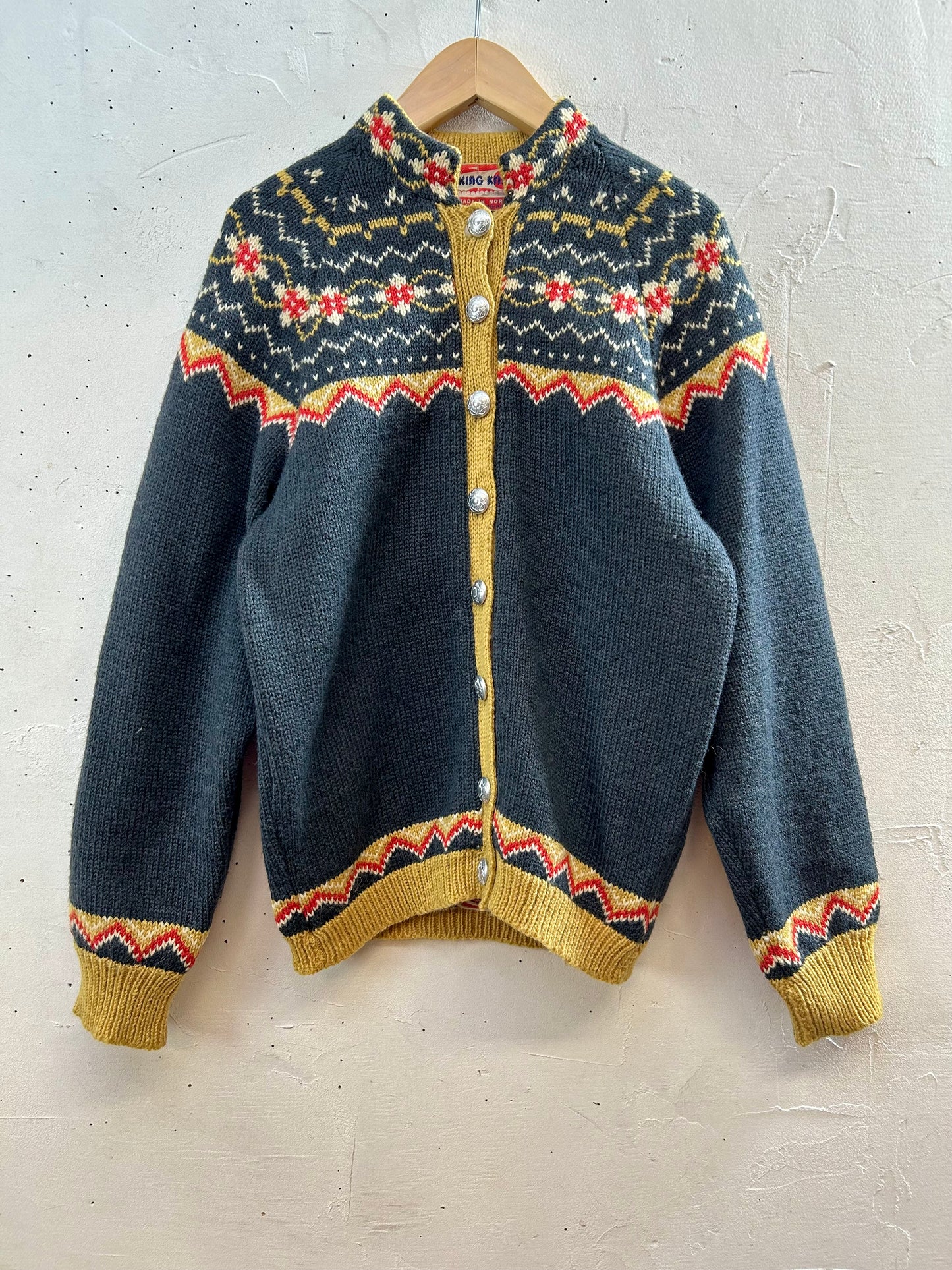 Vintage Nordic Knit Cardigan  HAND MADE IN NORWAY [J28713]