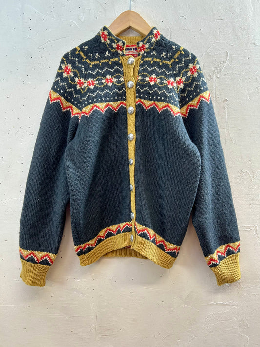 Vintage Nordic Knit Cardigan  HAND MADE IN NORWAY [J28713]