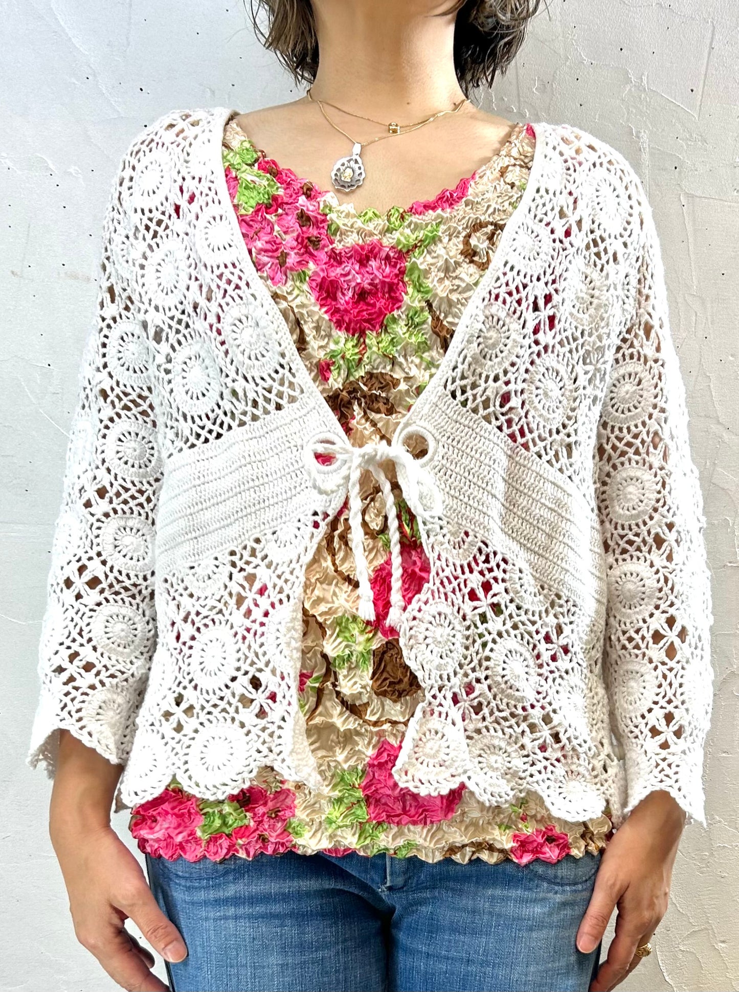 Vintage Crochet Knit Cardigan [F27775]