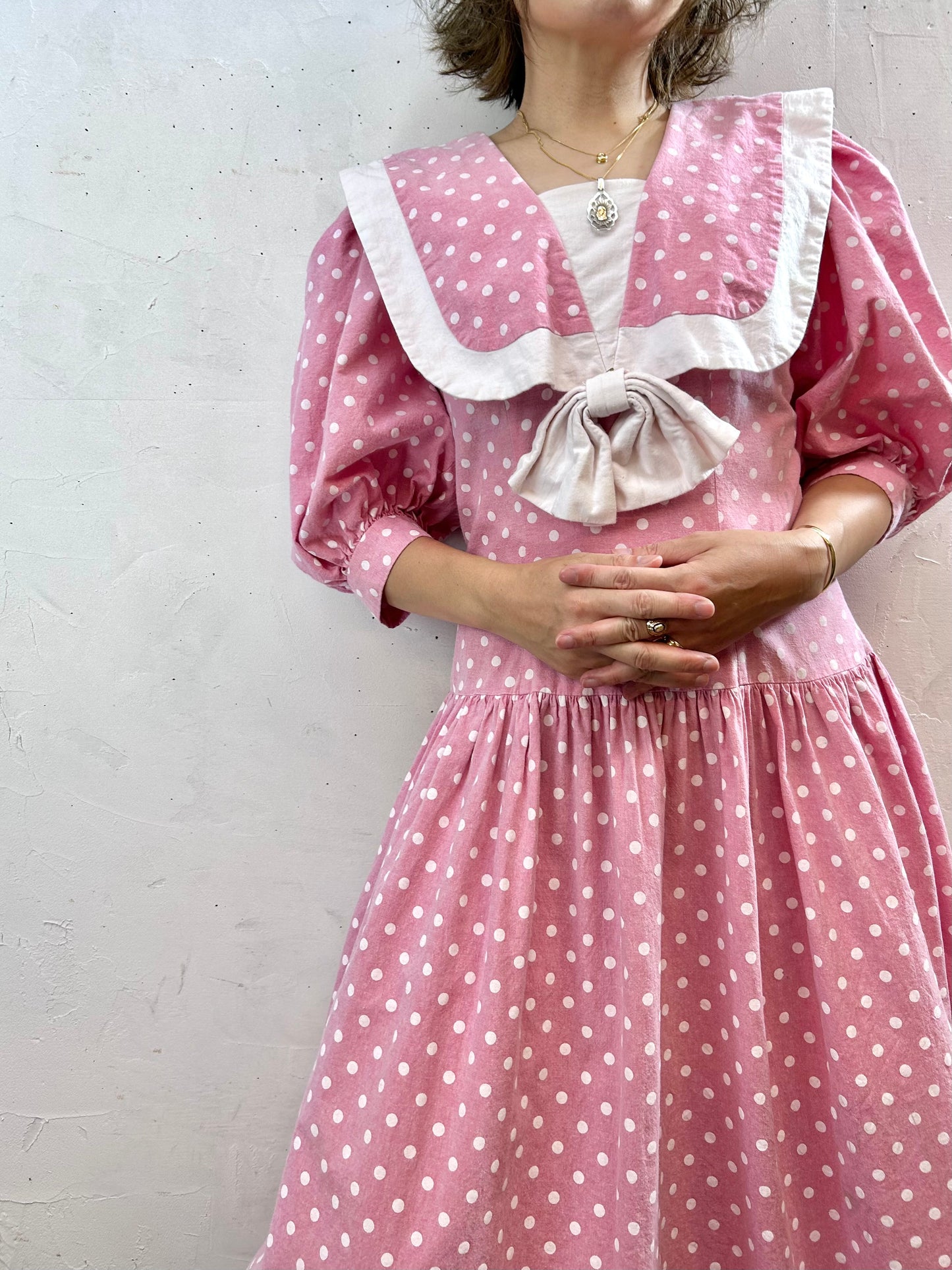 Vintage Sailor collar Dress MADE IN USA [H28088]