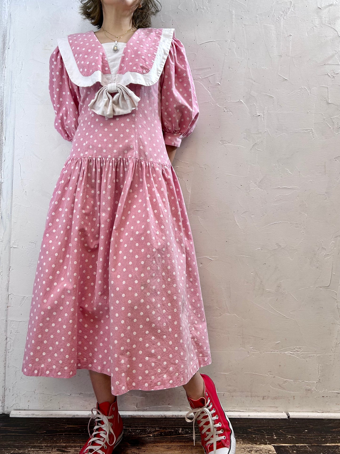 Vintage Sailor collar Dress MADE IN USA [H28088]