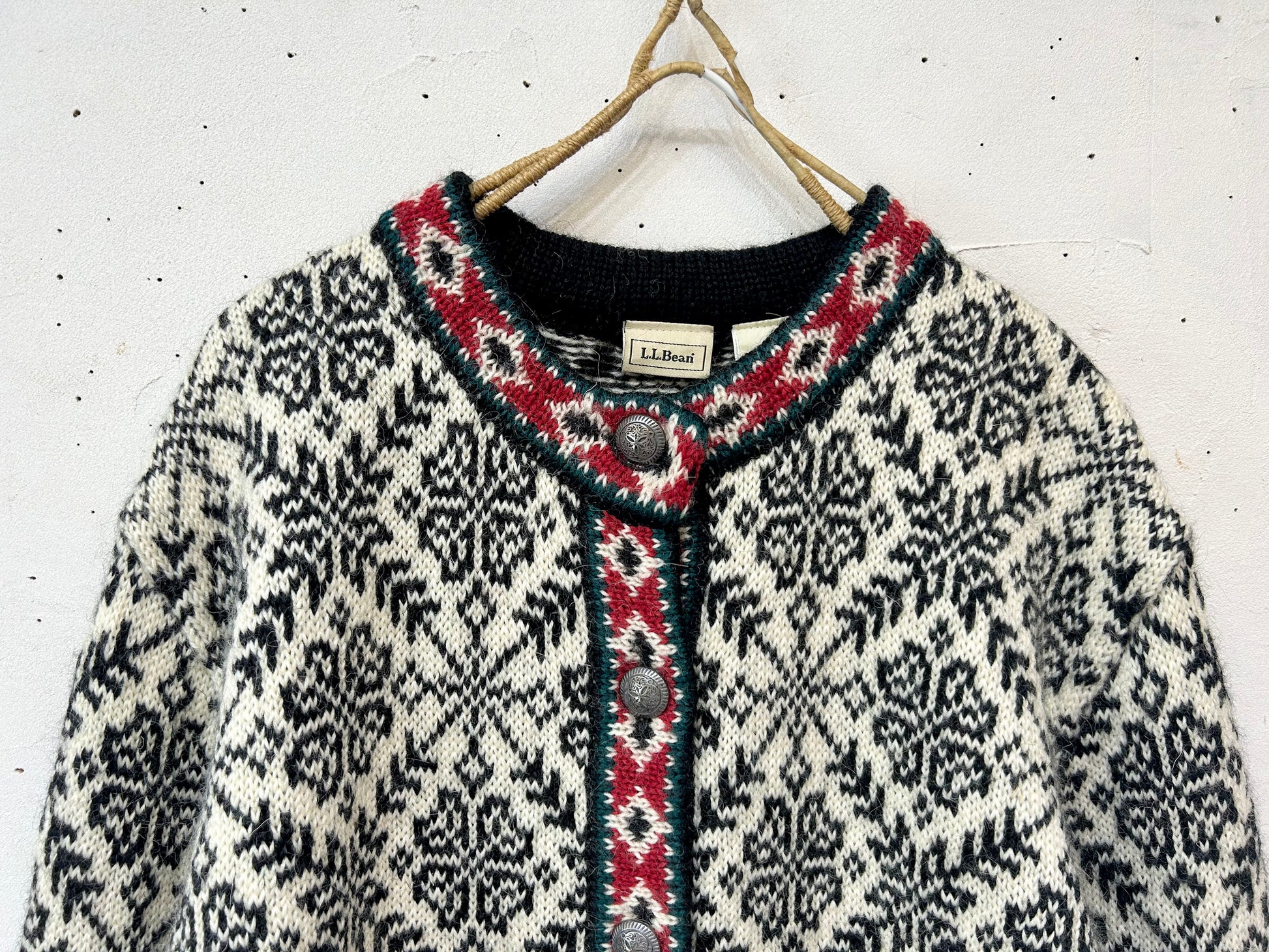 3Dニット Knit vintage ウール カンガルー カーディガン 2046古着屋_