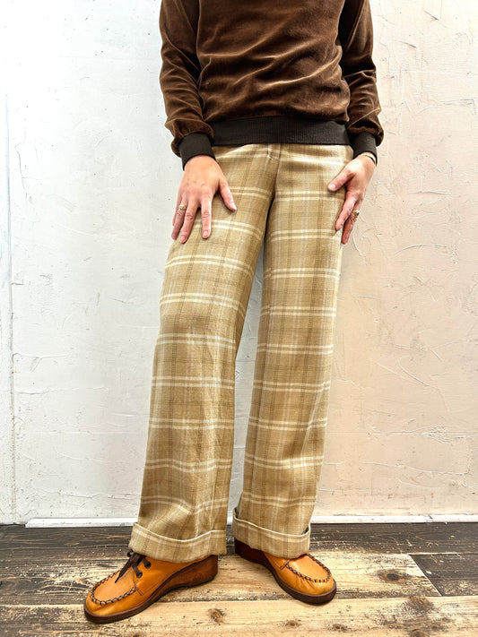 Vintage Plaid Wool Pants [K28939]