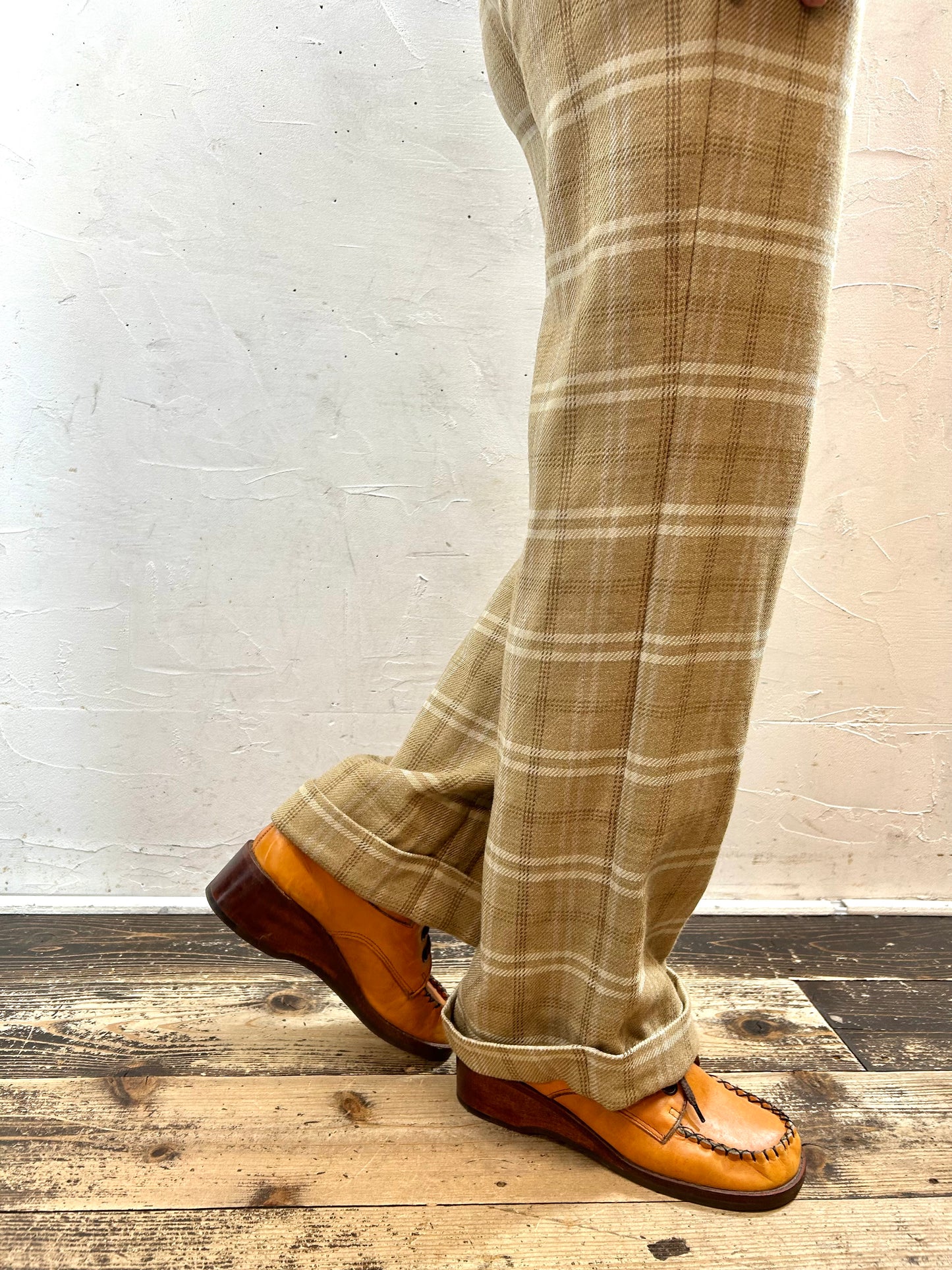 Vintage Plaid Wool Pants [K28939]